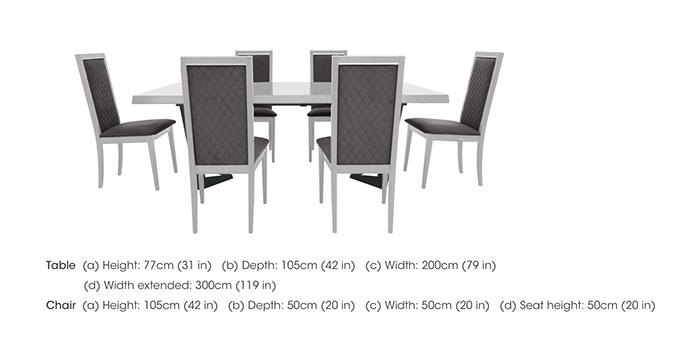 Palazzo 200cm Extending Dining Table in Glossy White with 6 Rombi Dining Chairs in  on Furniture Village