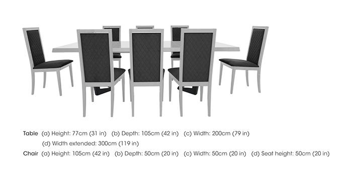 Palazzo 200cm Extending Dining Table in Glossy White with 8 Rombi Dining Chairs in  on Furniture Village