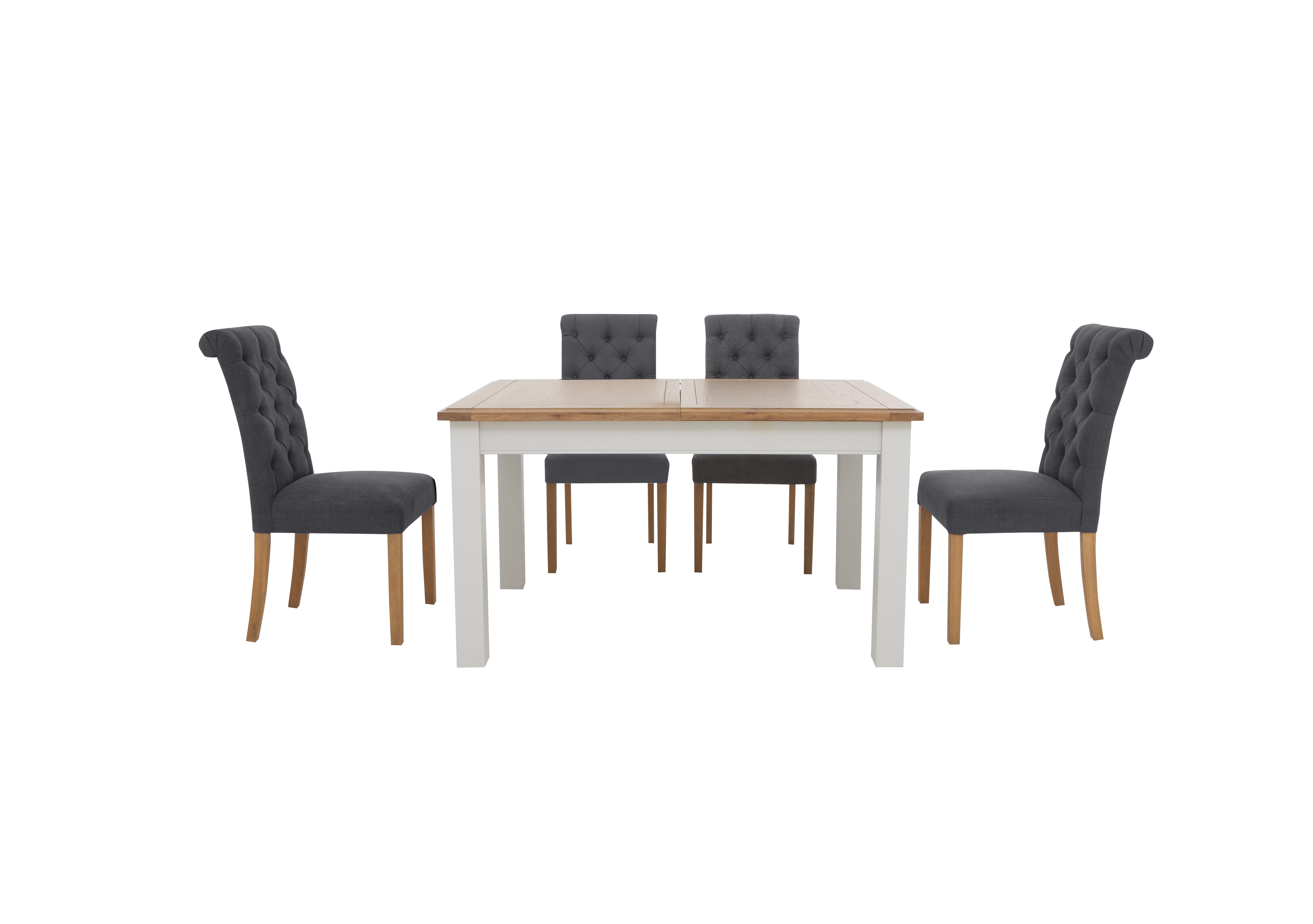Hamilton Rectangular Extending Dining Table and 4 Button Back Dining Chairs in Charcoal on Furniture Village