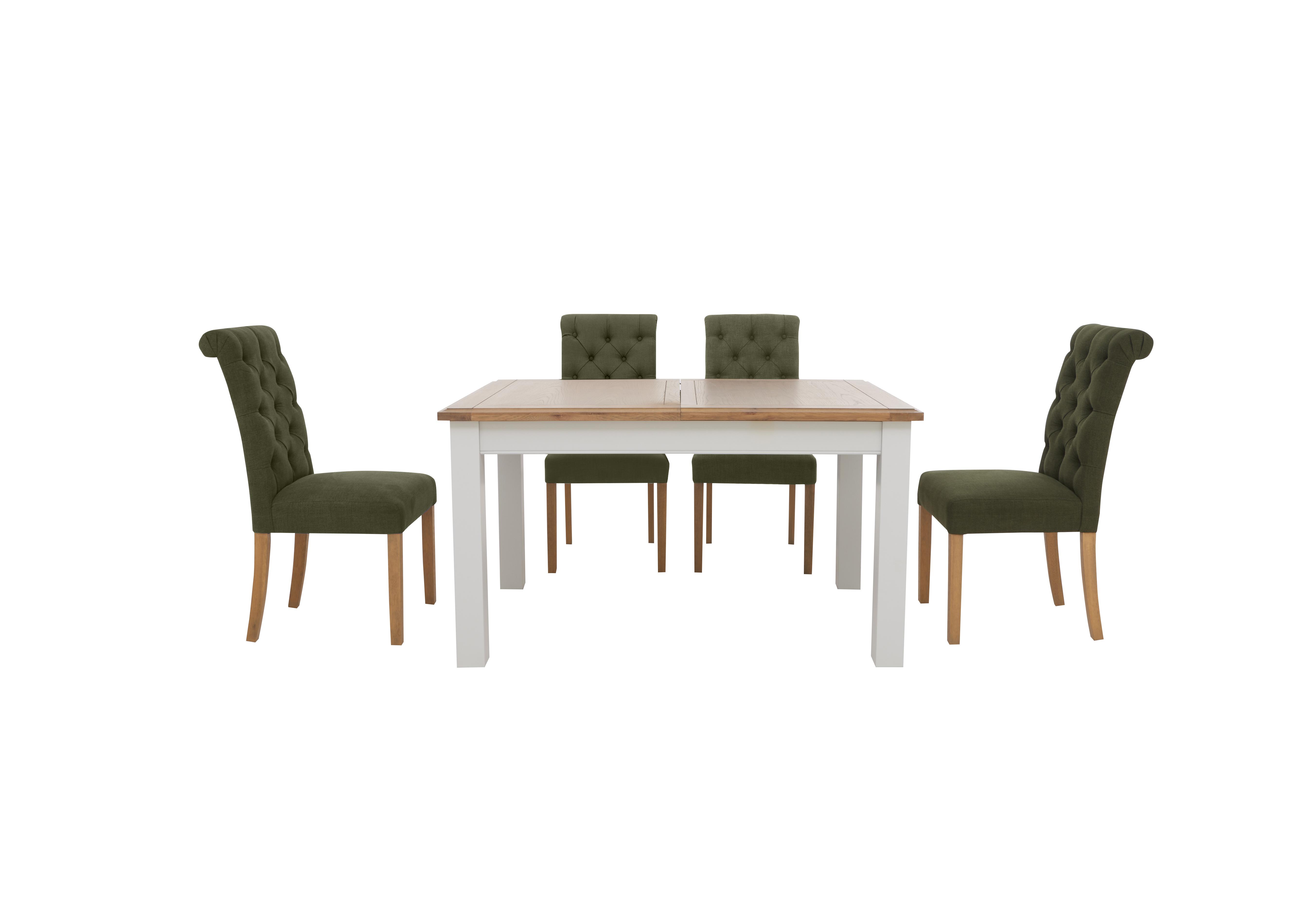 Hamilton Rectangular Extending Dining Table and 4 Button Back Dining Chairs in Forest on Furniture Village