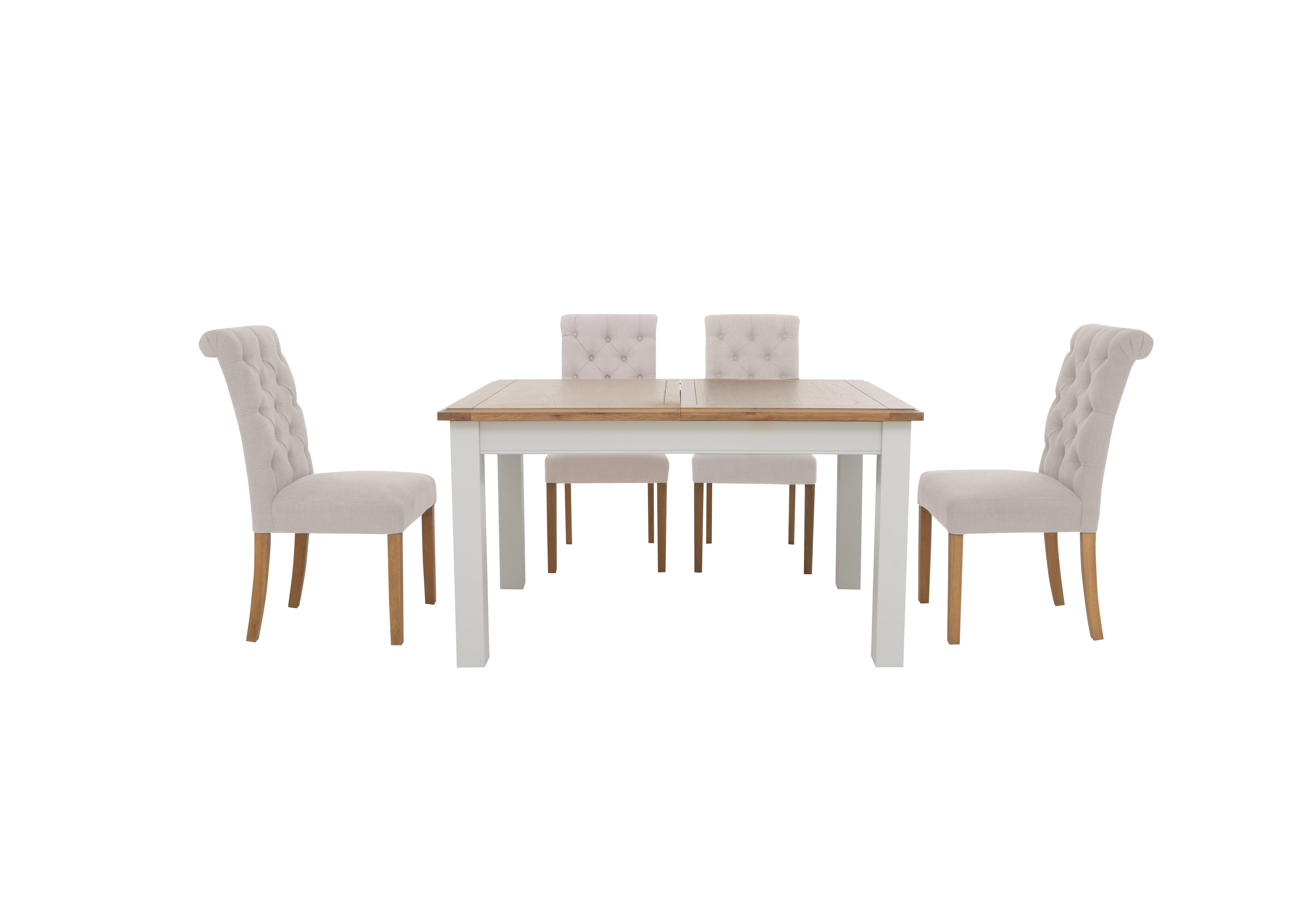Hamilton Rectangular Extending Dining Table and 4 Button Back Dining Chairs in Taupe on Furniture Village