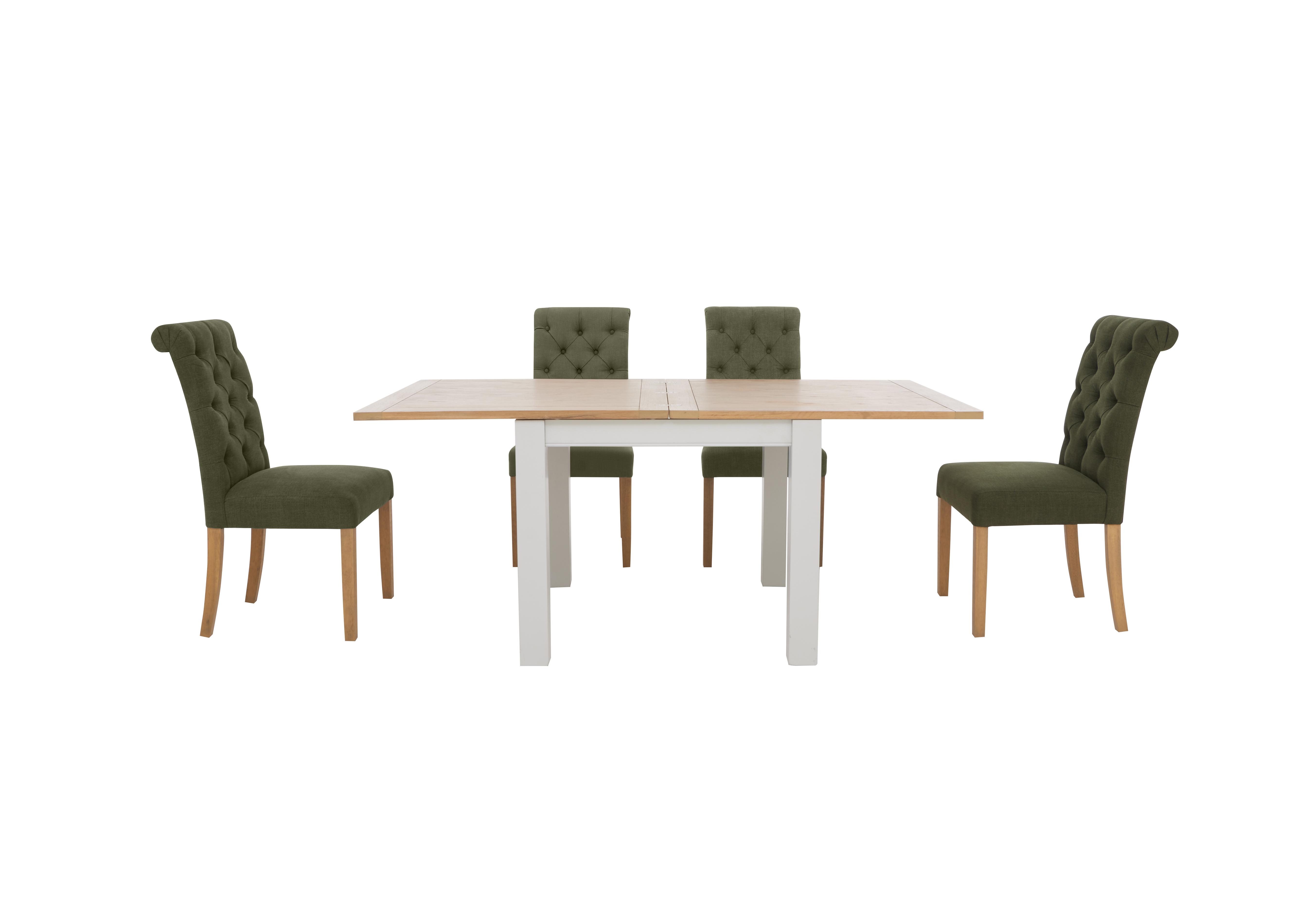 Hamilton Flip Top Dining Table and 4 Button Back Dining Chairs in Forest on Furniture Village