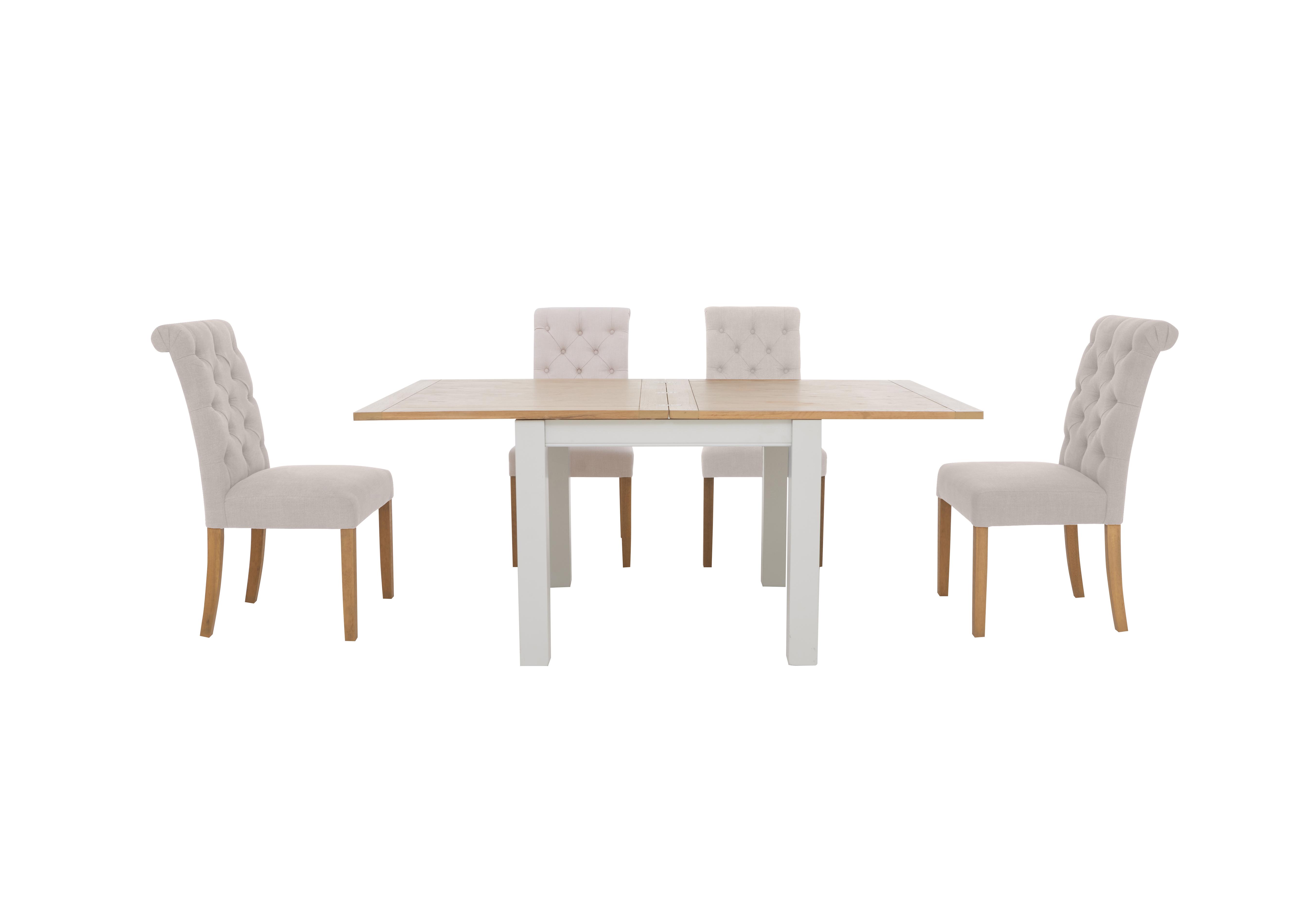 Hamilton Flip Top Dining Table and 4 Button Back Dining Chairs in Taupe on Furniture Village