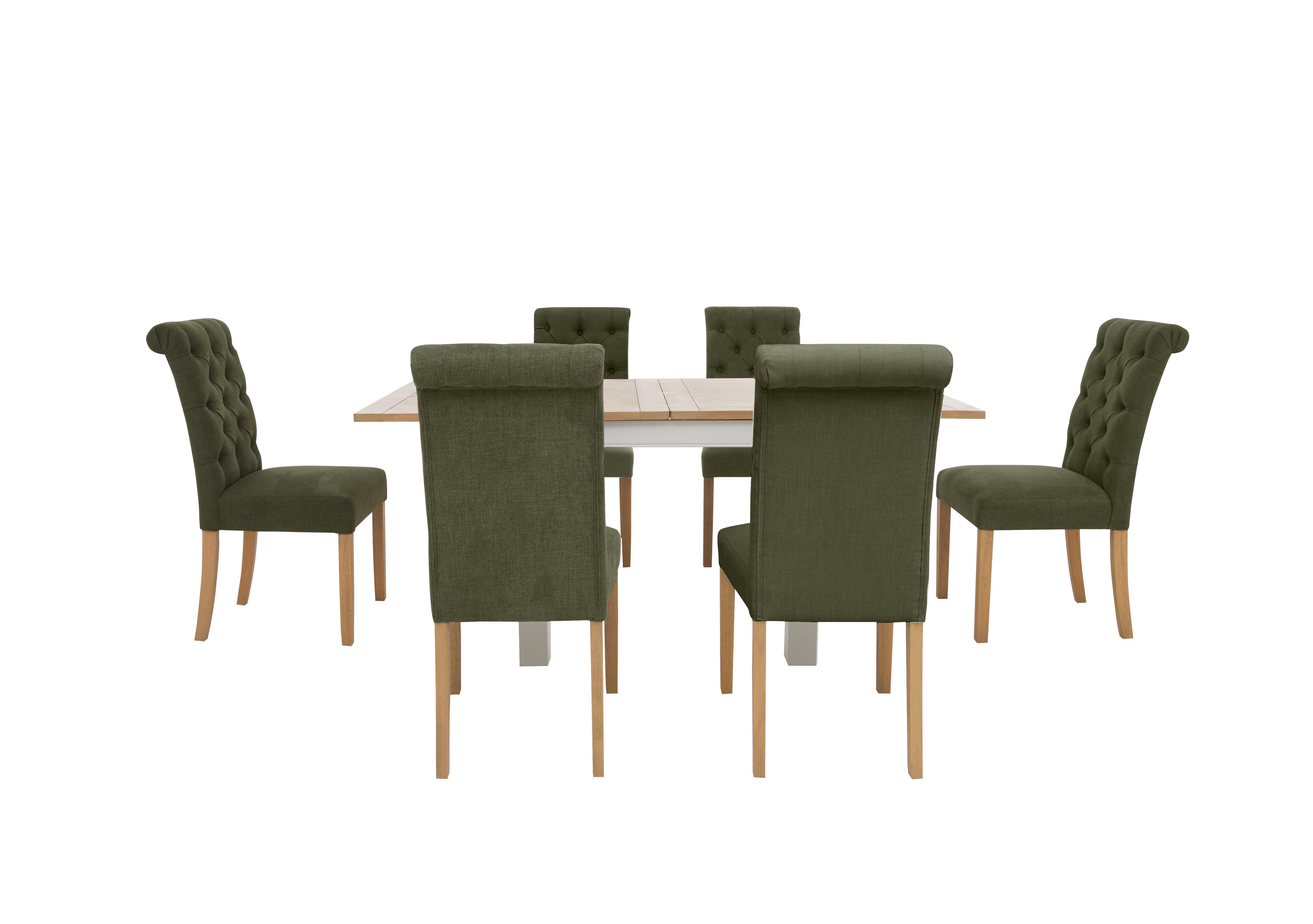 Hamilton Flip Top Dining Table and 6 Button Back Dining Chairs in Forest on Furniture Village