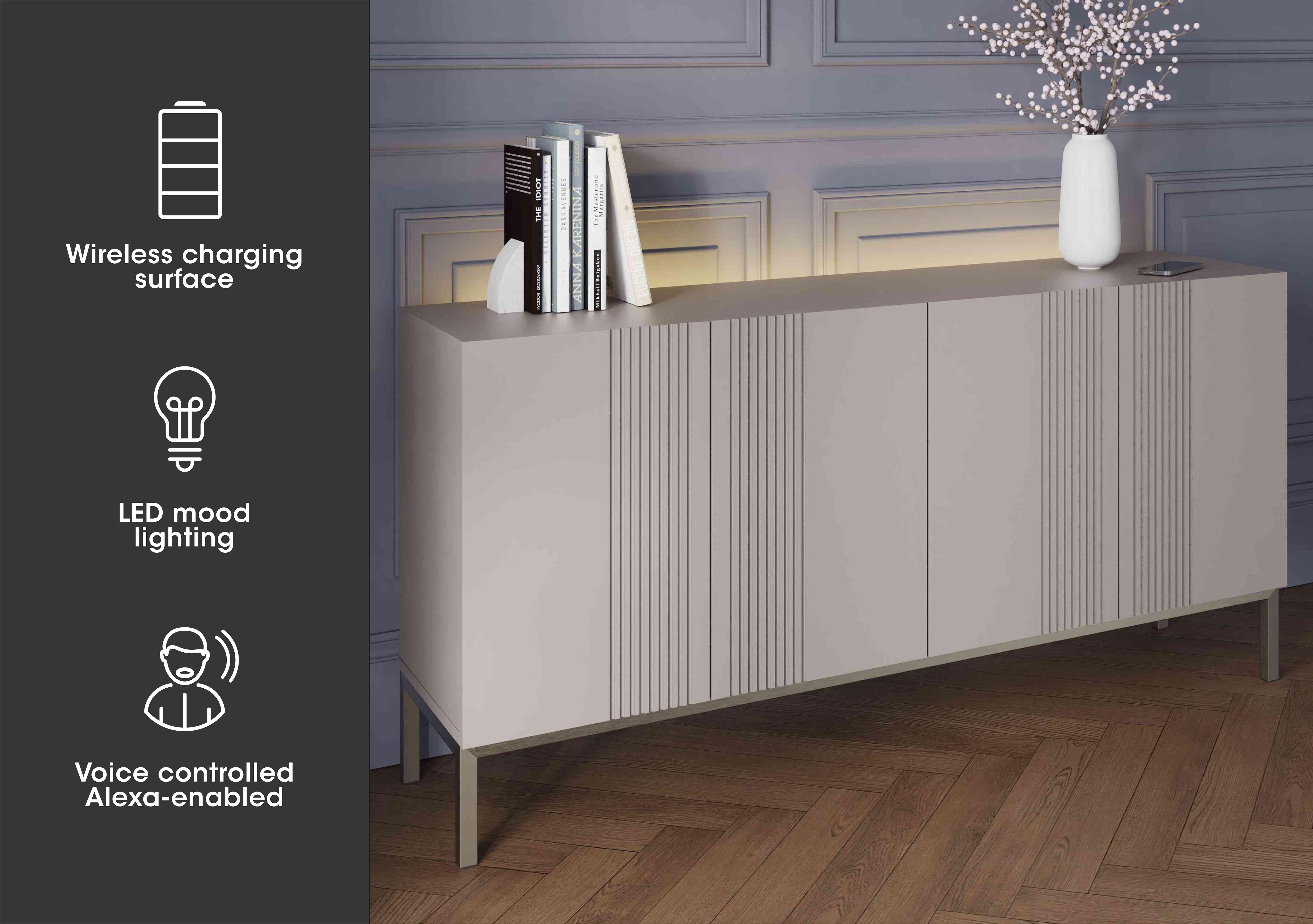 Delta 4 Door Sideboard with Smart LED Lighting in  on Furniture Village