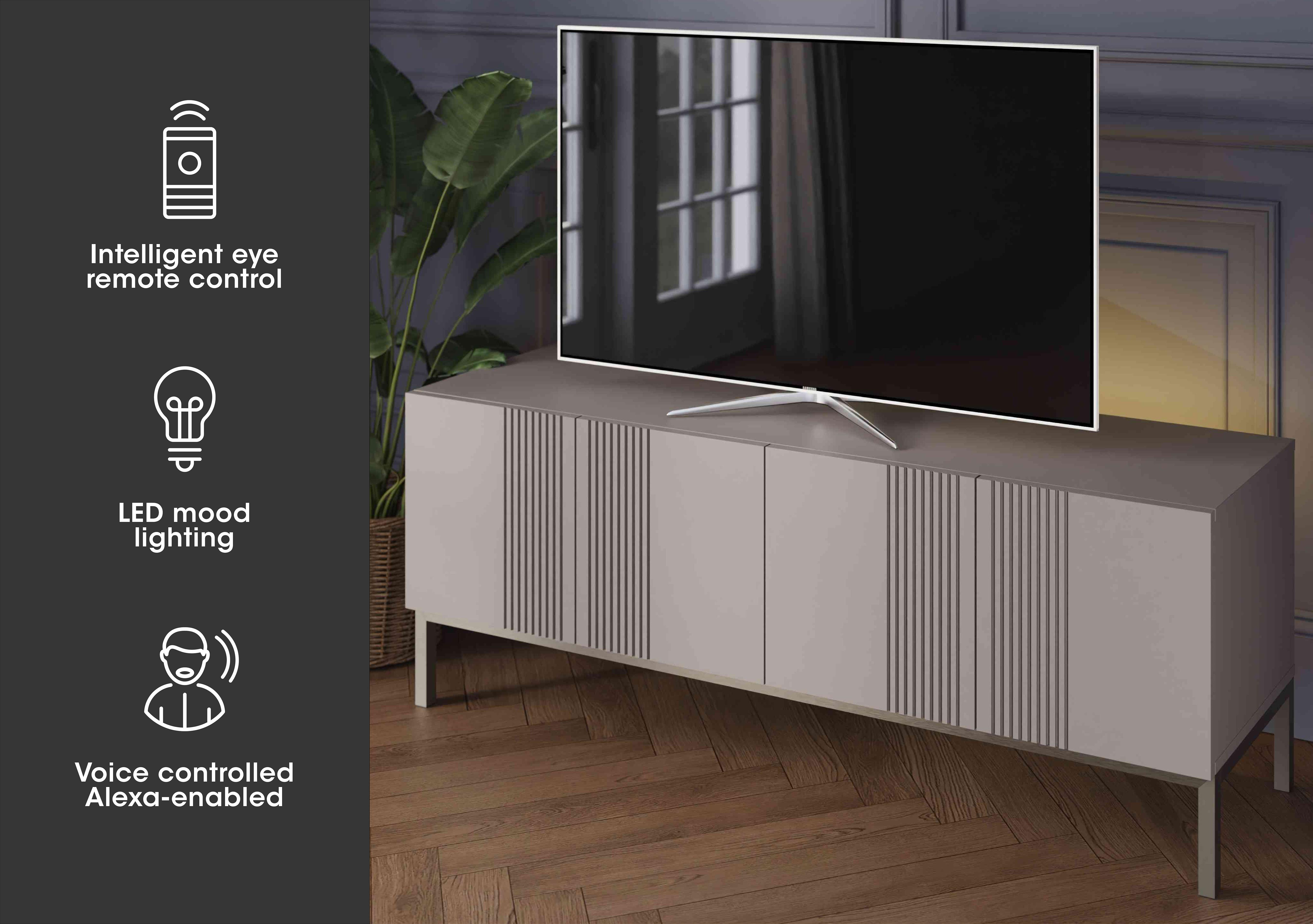 Delta Large TV Unit with Smart LED Lighting in  on Furniture Village