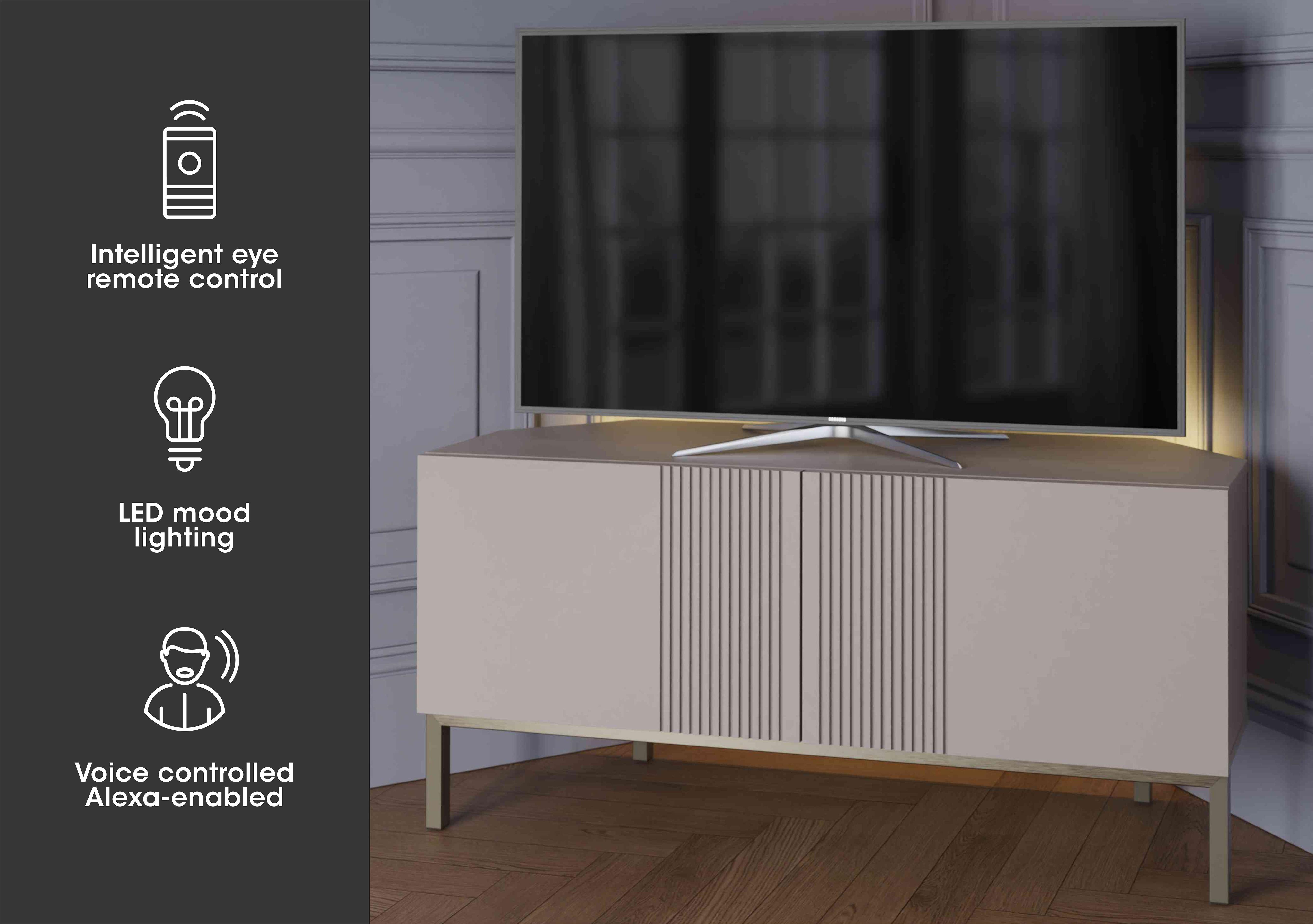 Delta Corner TV Unit with Smart LED Lighting in  on Furniture Village