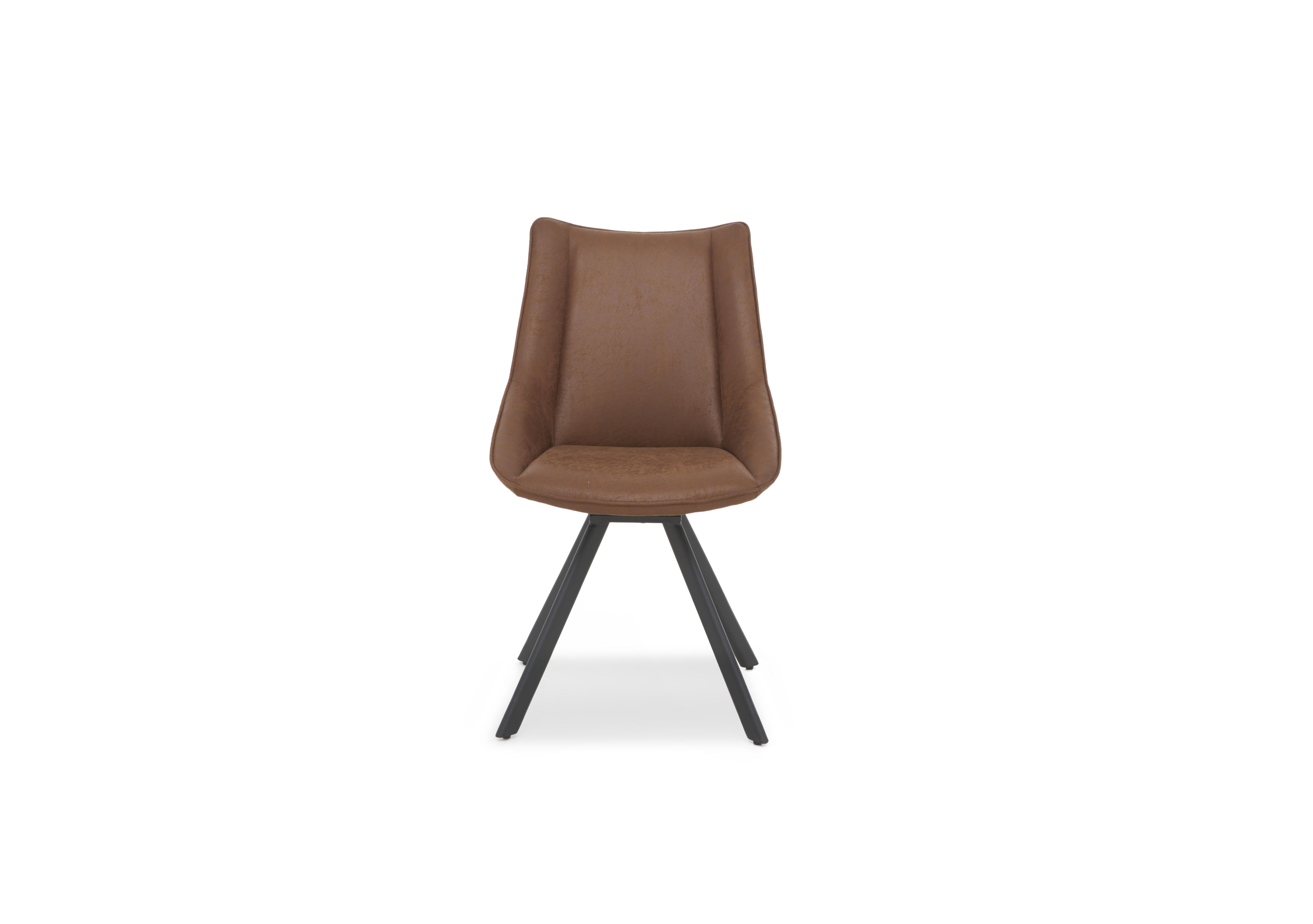 Lucio Faux Leather Swivel Dining Chair in Brown on Furniture Village