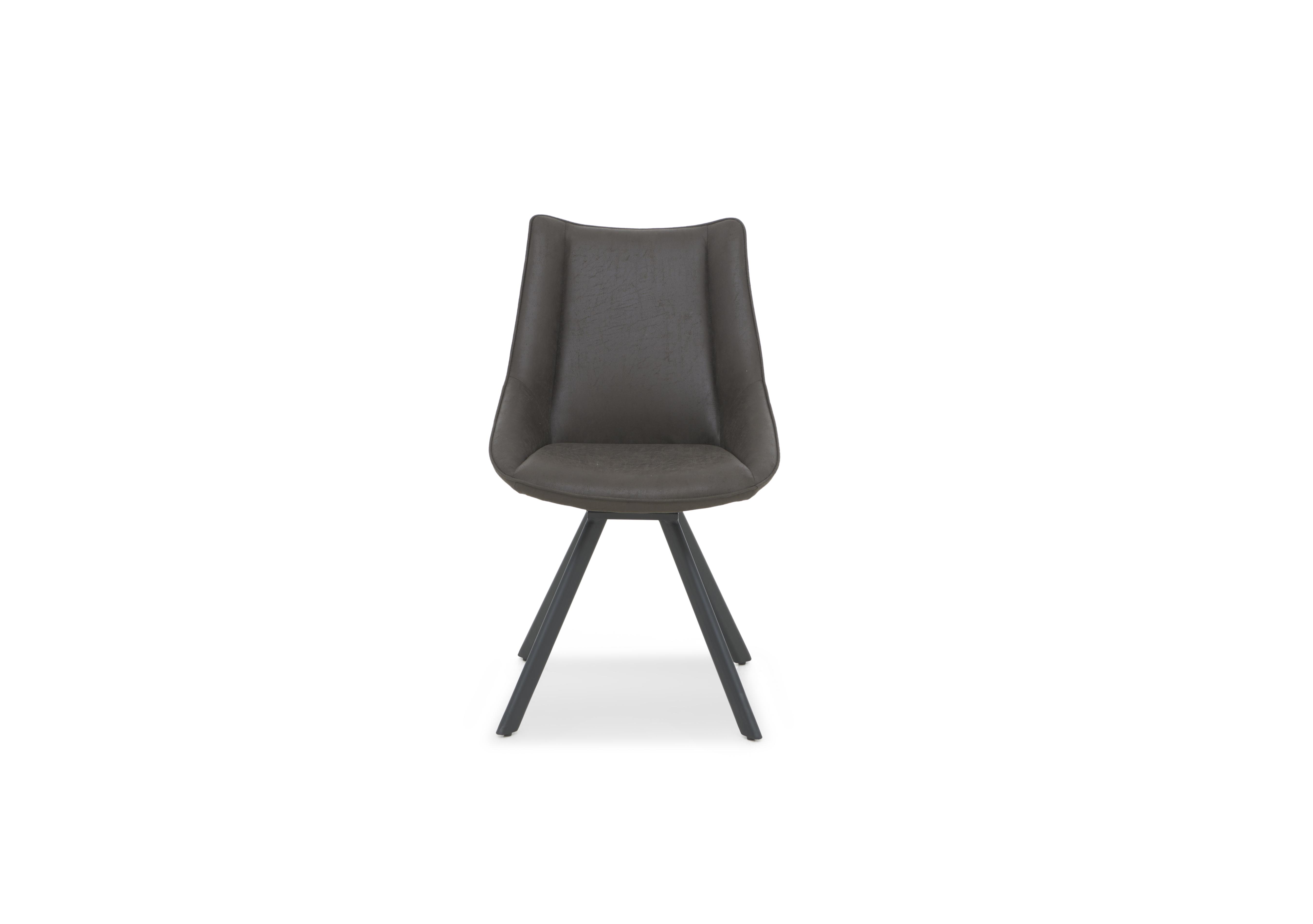 Lucio Faux Leather Swivel Dining Chair in Graphite on Furniture Village