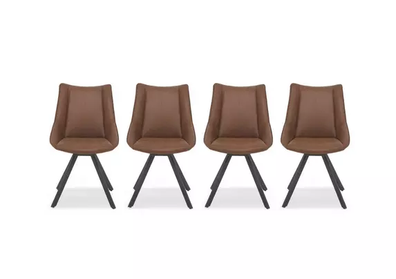 Lucio Set of 4 Faux Leather Swivel Dining Chairs Furniture Village
