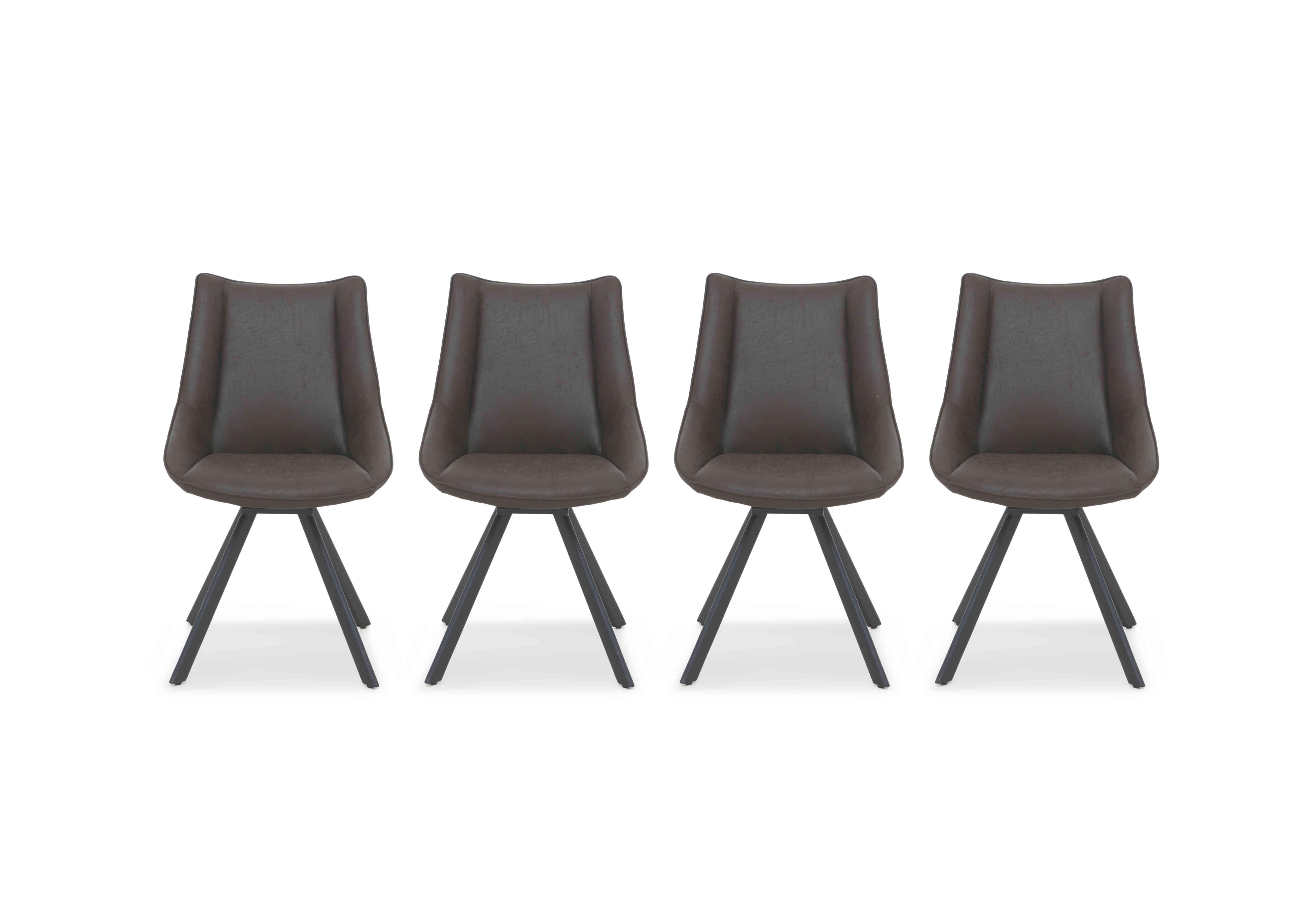 Lucio Set of 4 Faux Leather Swivel Dining Chairs in Graphite on Furniture Village
