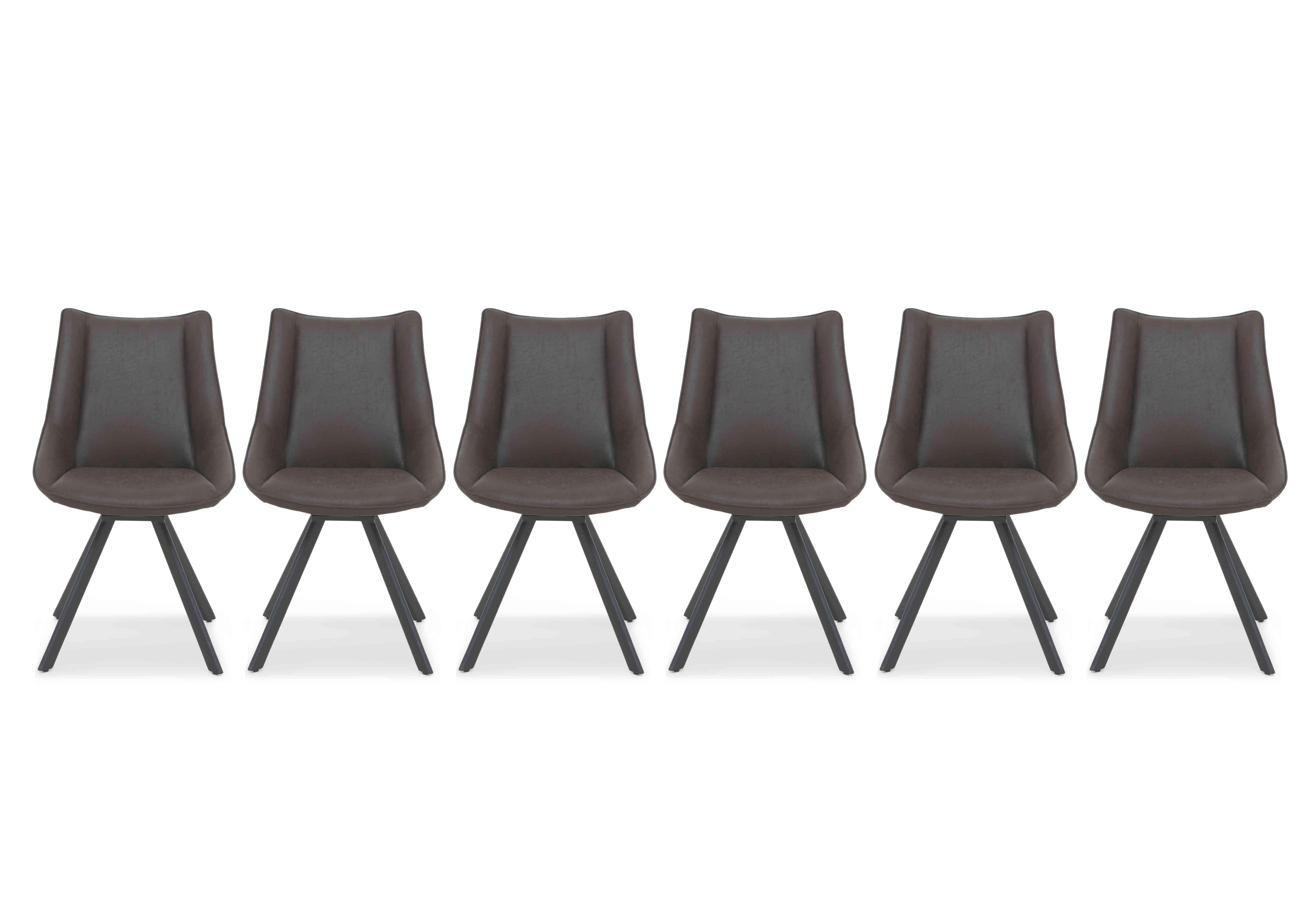 Lucio Set of 6 Faux Leather Swivel Dining Chairs in Graphite on Furniture Village
