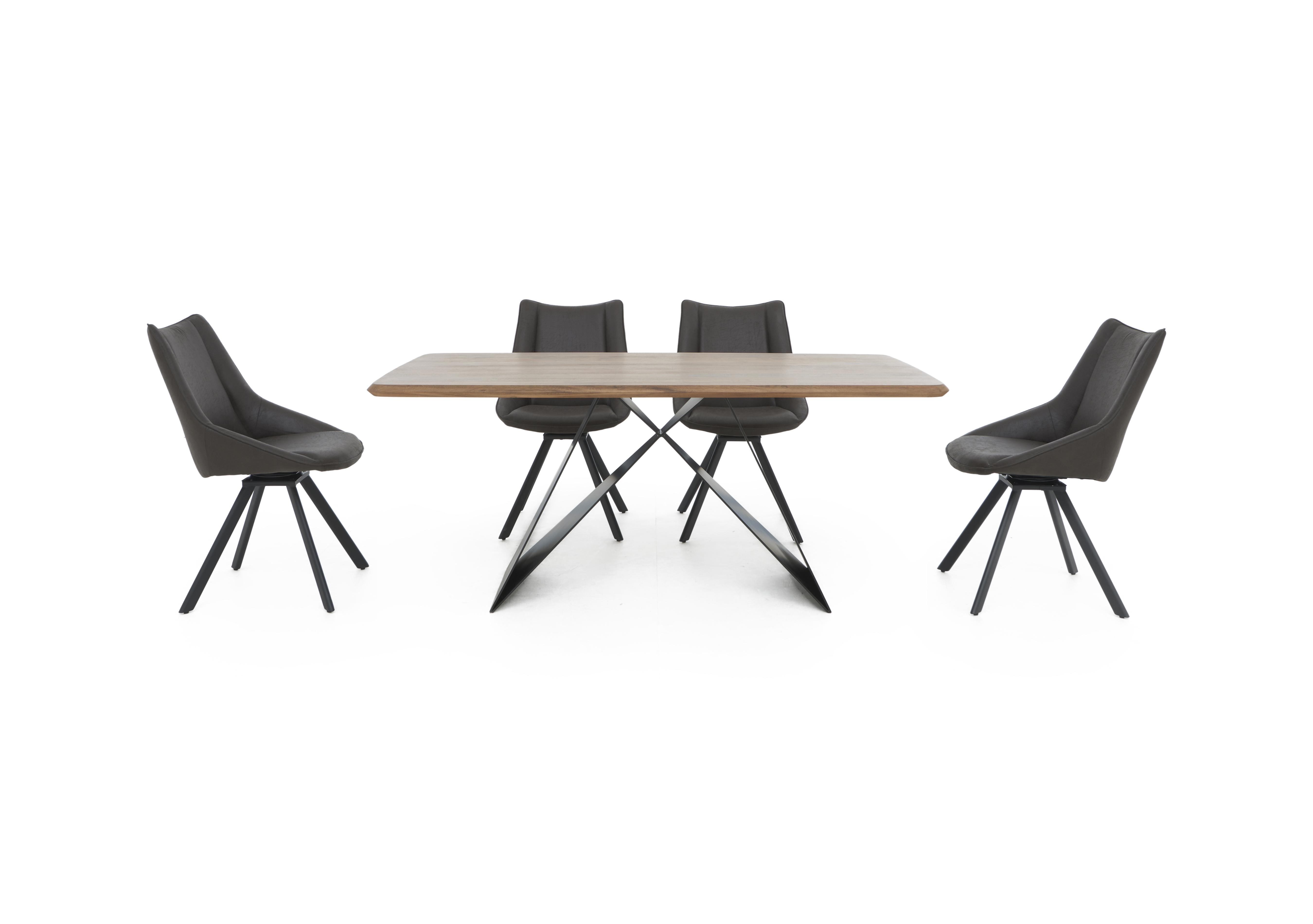 Lucio 170cm Dining Table with 4 Faux Leather Swivel Dining Chairs in Graphite on Furniture Village
