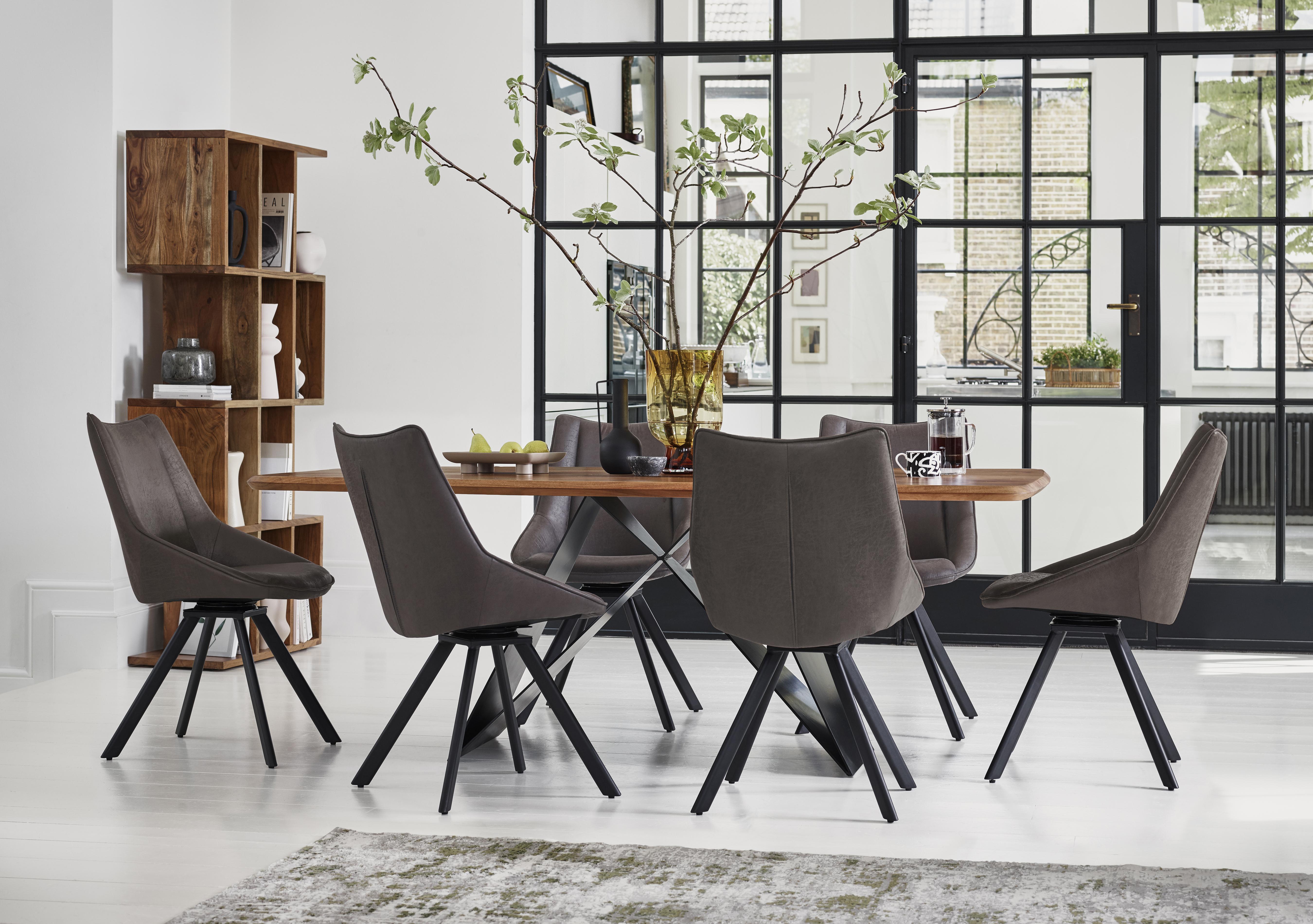 Lucio 170cm Dining Table with 6 Faux Leather Swivel Dining Chairs in  on Furniture Village
