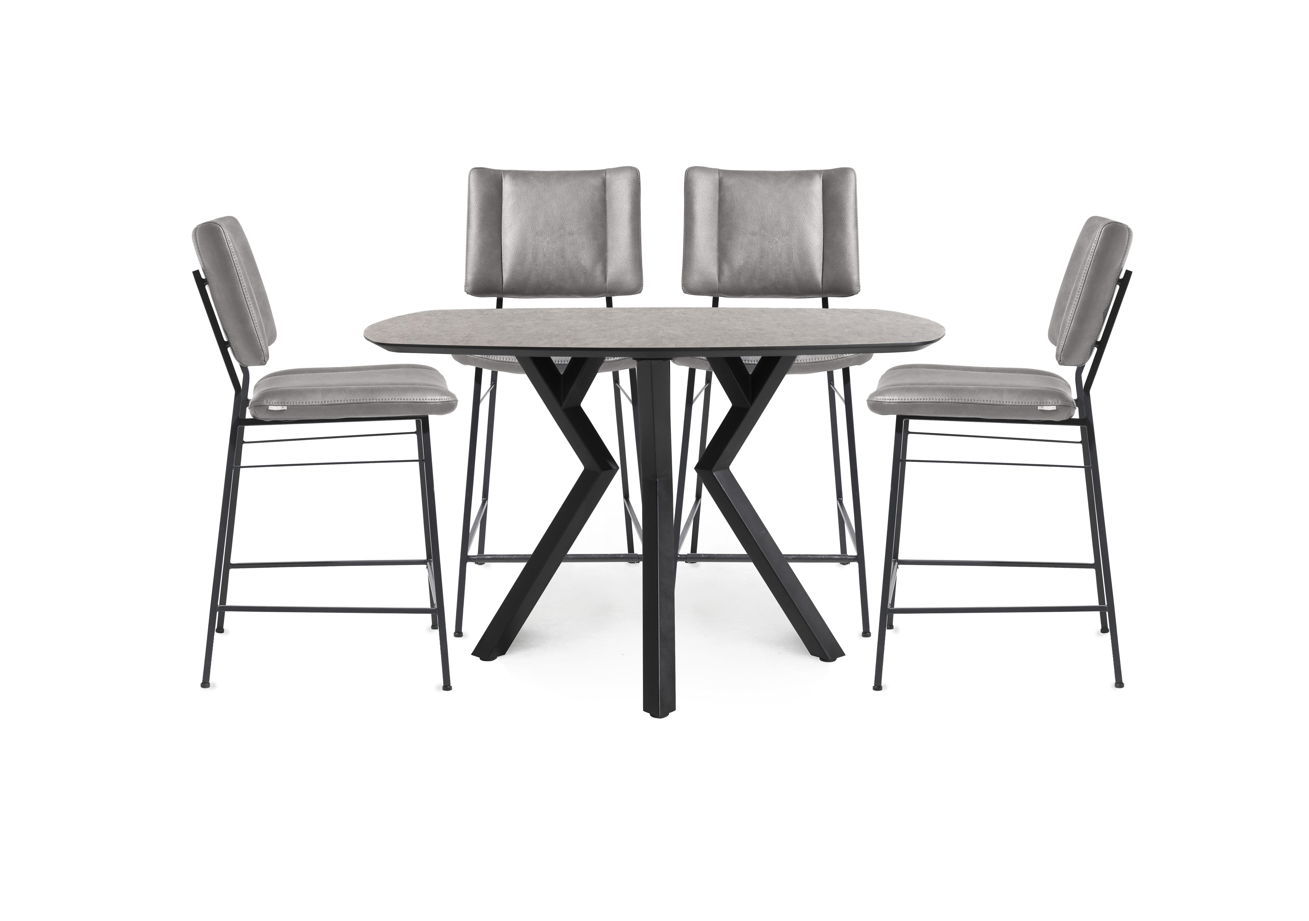 Toronto Bar Table and 4 Light Grey Faux Leather Fixed Bar Stools in Anthracite on Furniture Village