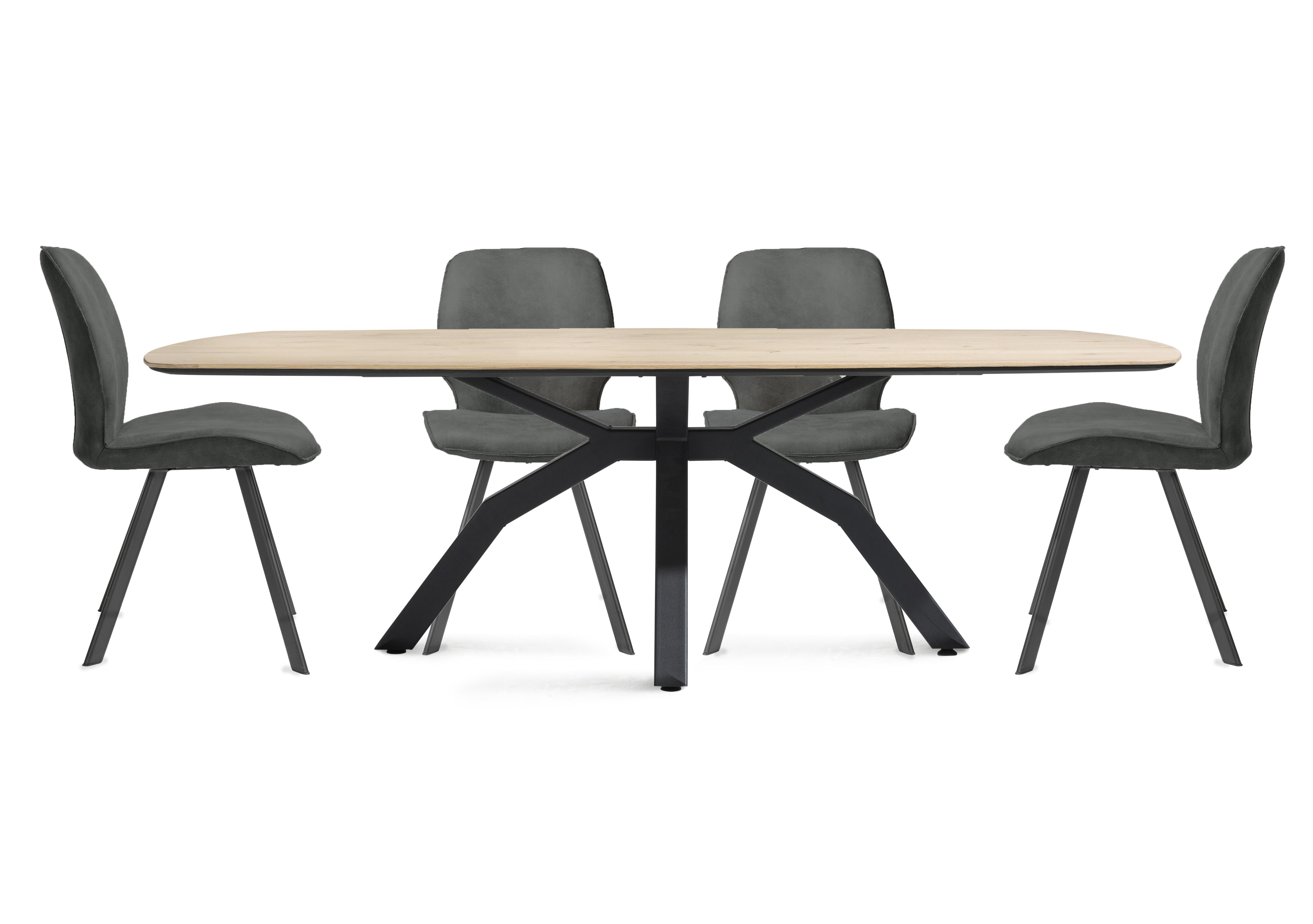 Montreal Dining Table with Spider Legs and 4 Semmi Chairs in Off Black on Furniture Village