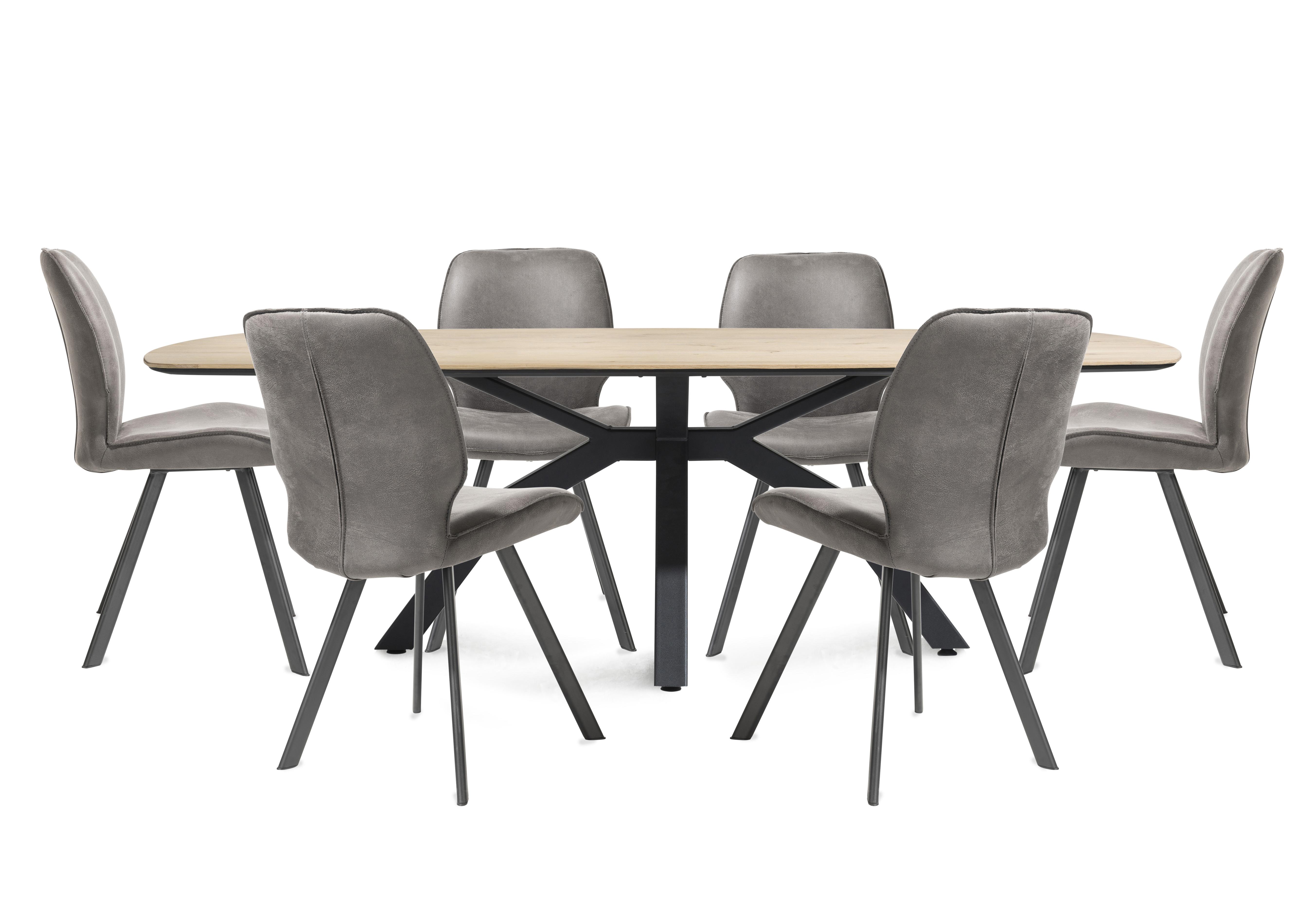 Montreal Dining Table with Spider Legs and 6 Semmi Chairs in Grey on Furniture Village