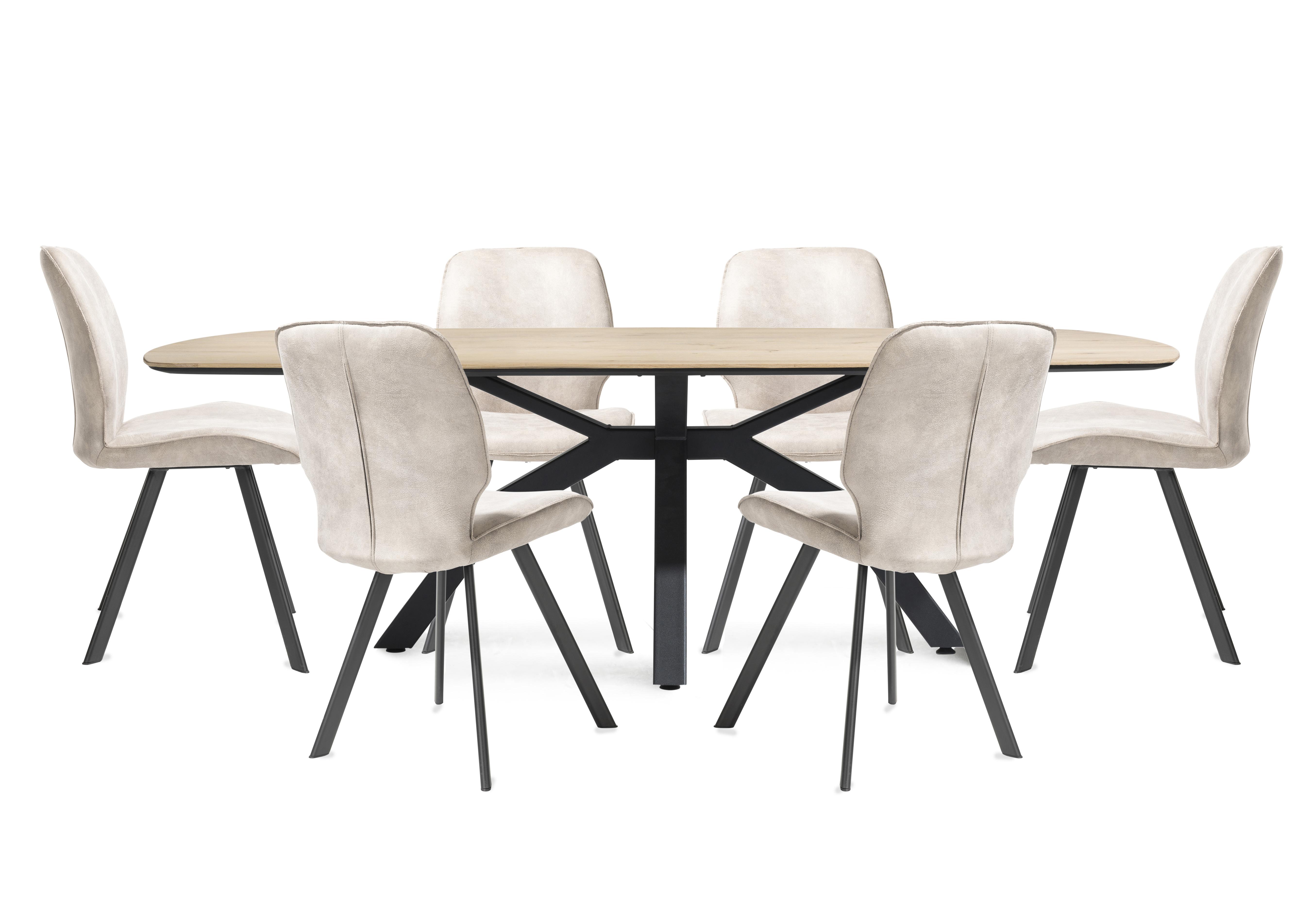 Montreal Dining Table with Spider Legs and 6 Semmi Chairs in Kiezel on Furniture Village