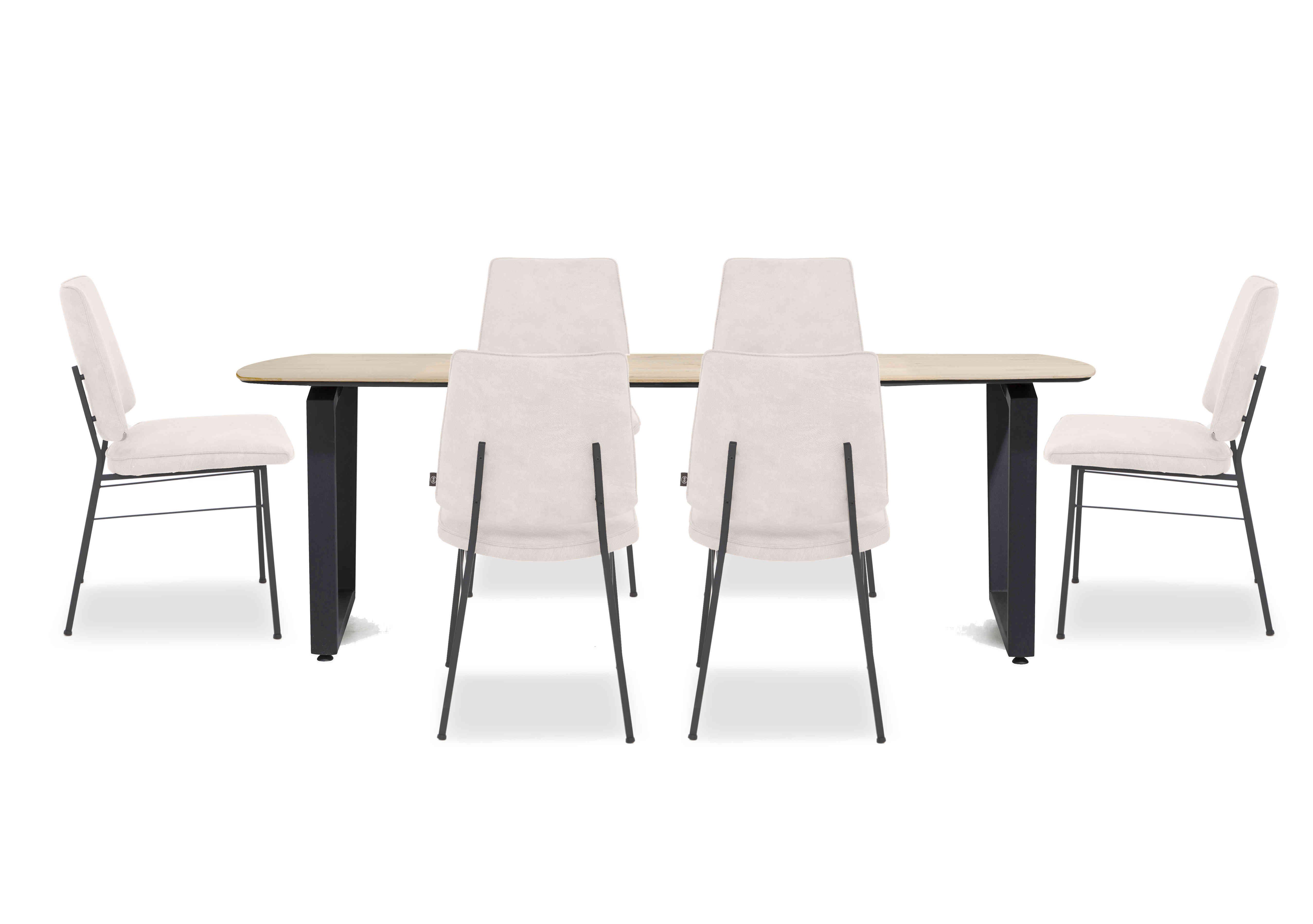 Montreal Dining Table with U-Shaped Legs and 6 Fausto Chairs in Kiezel on Furniture Village