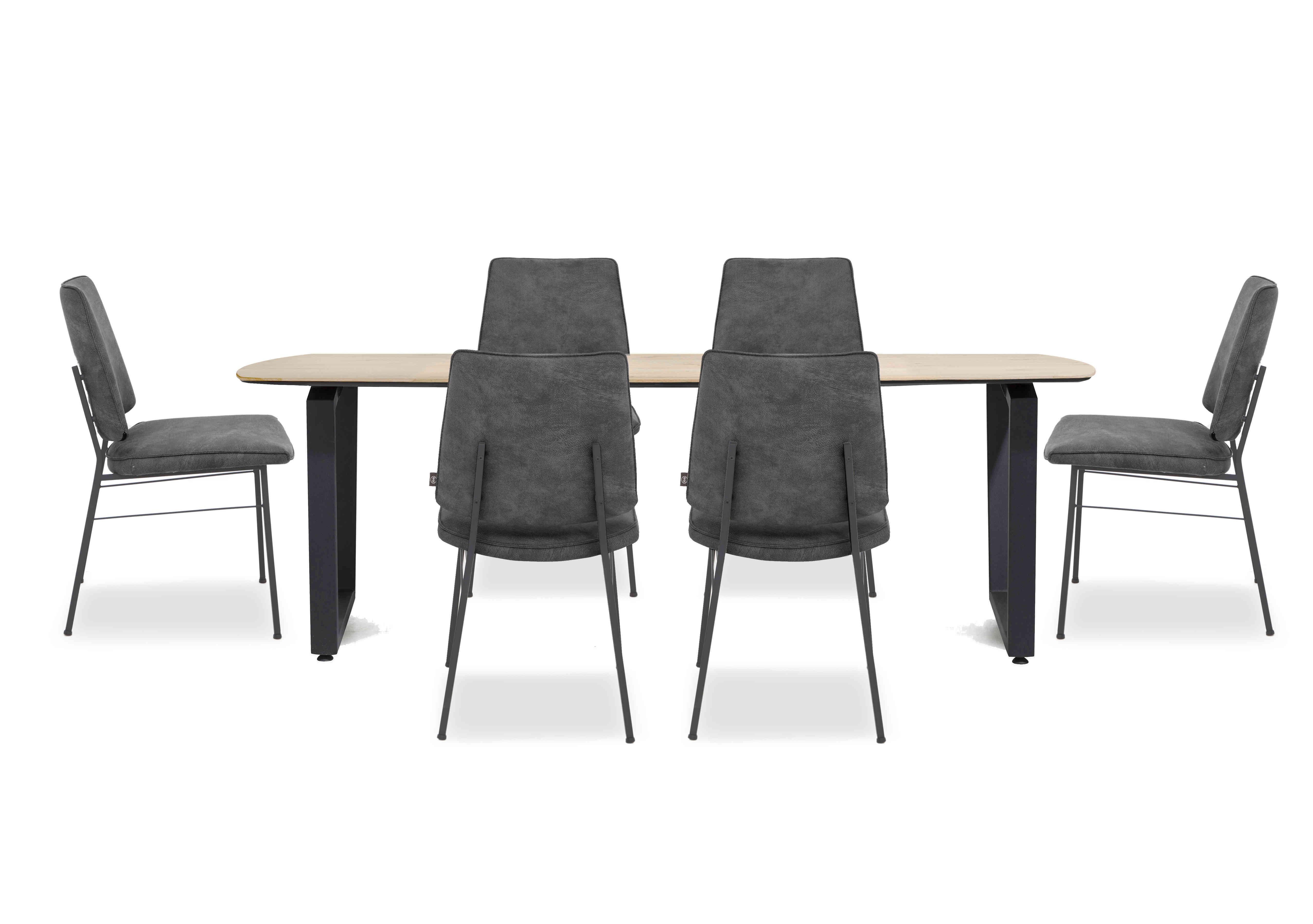 Montreal Dining Table with U-Shaped Legs and 6 Fausto Chairs in Off Black on Furniture Village