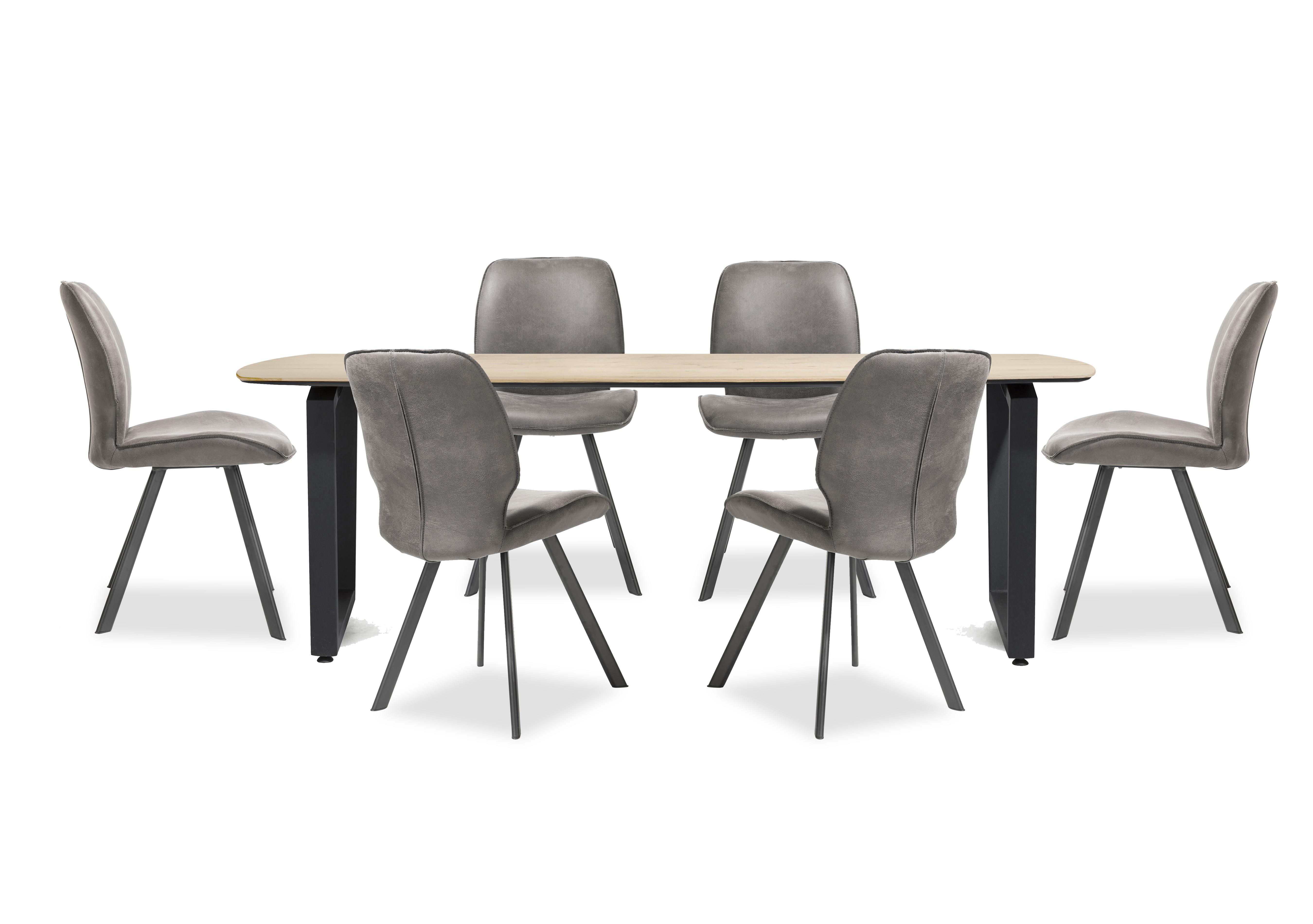 Montreal Dining Table with U-Shaped Legs and 6 Semmi Chairs in Grey on Furniture Village