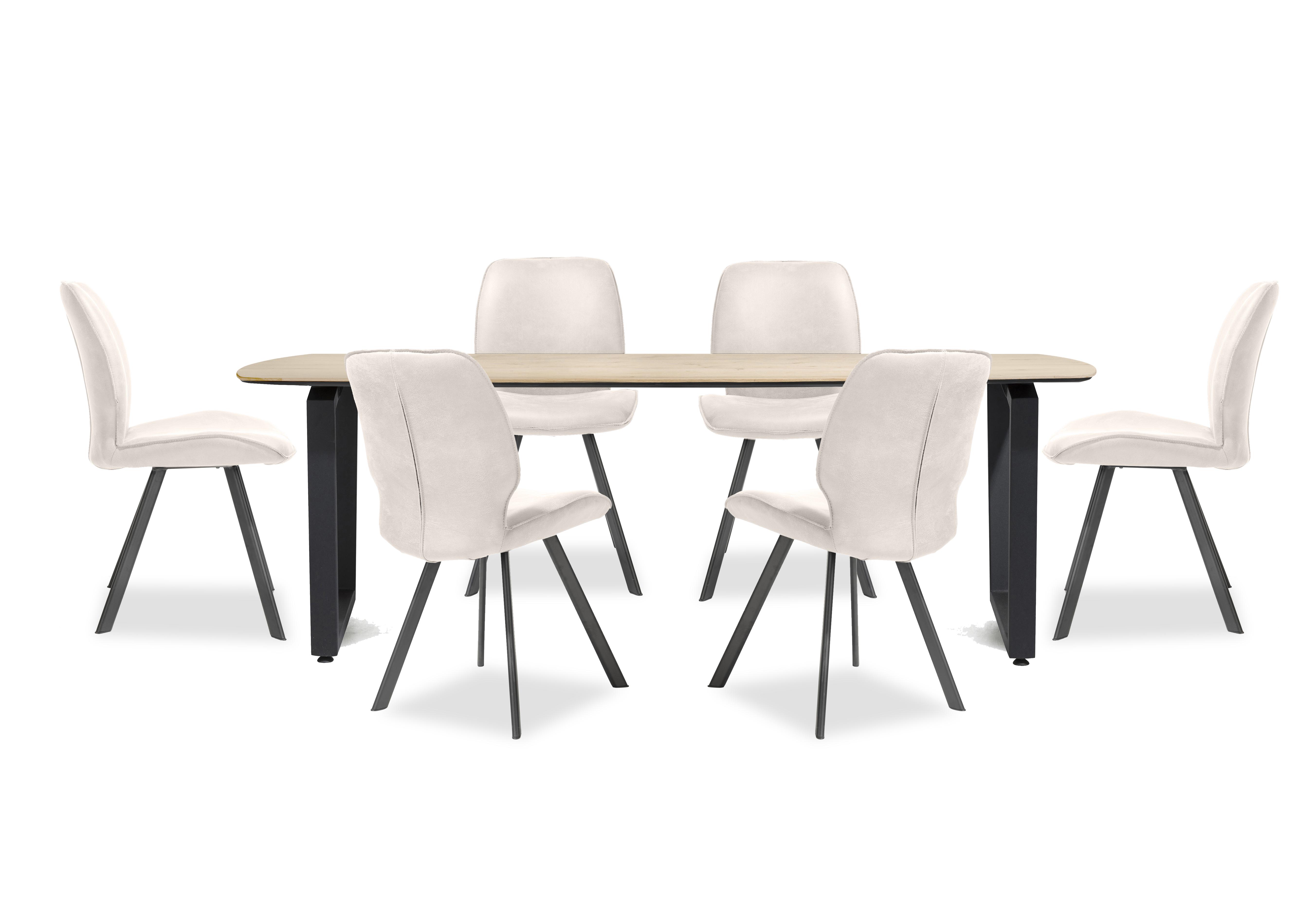 Montreal Dining Table with U-Shaped Legs and 6 Semmi Chairs in Kiezel on Furniture Village