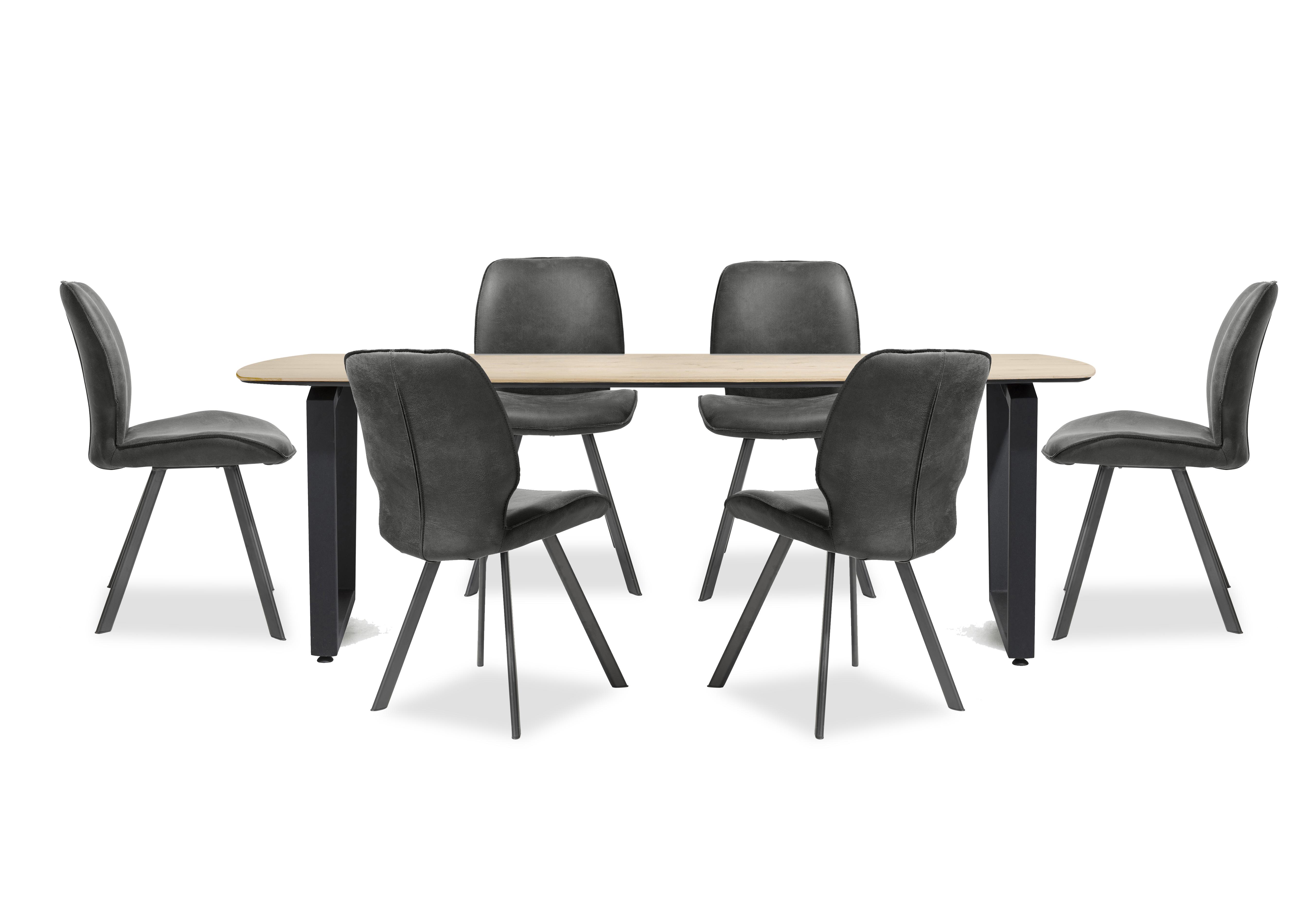 Montreal Dining Table with U-Shaped Legs and 6 Semmi Chairs in Off Black on Furniture Village