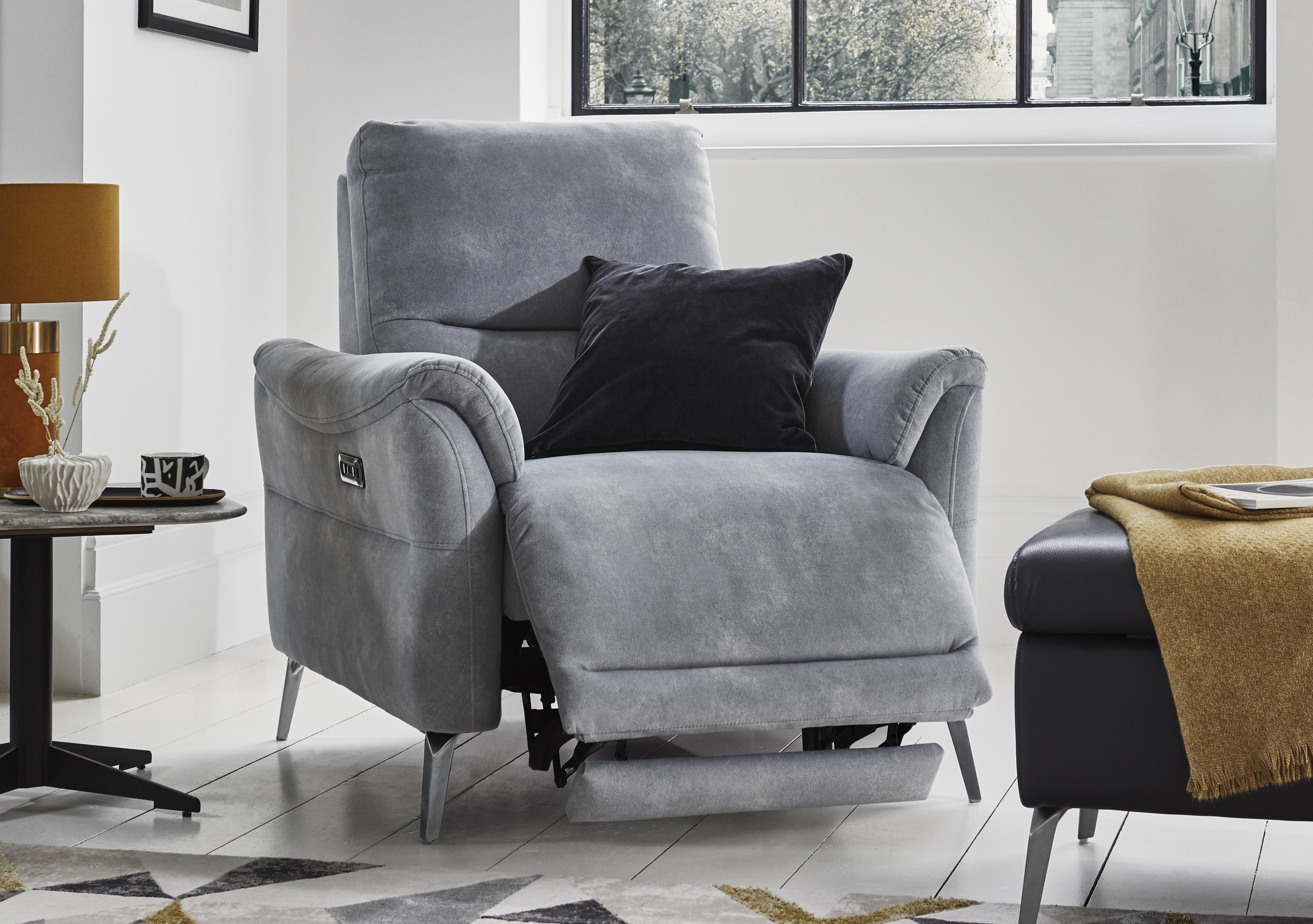 Daytona Fabric Power Recliner Chair with Bluetooth Speaker in  on Furniture Village