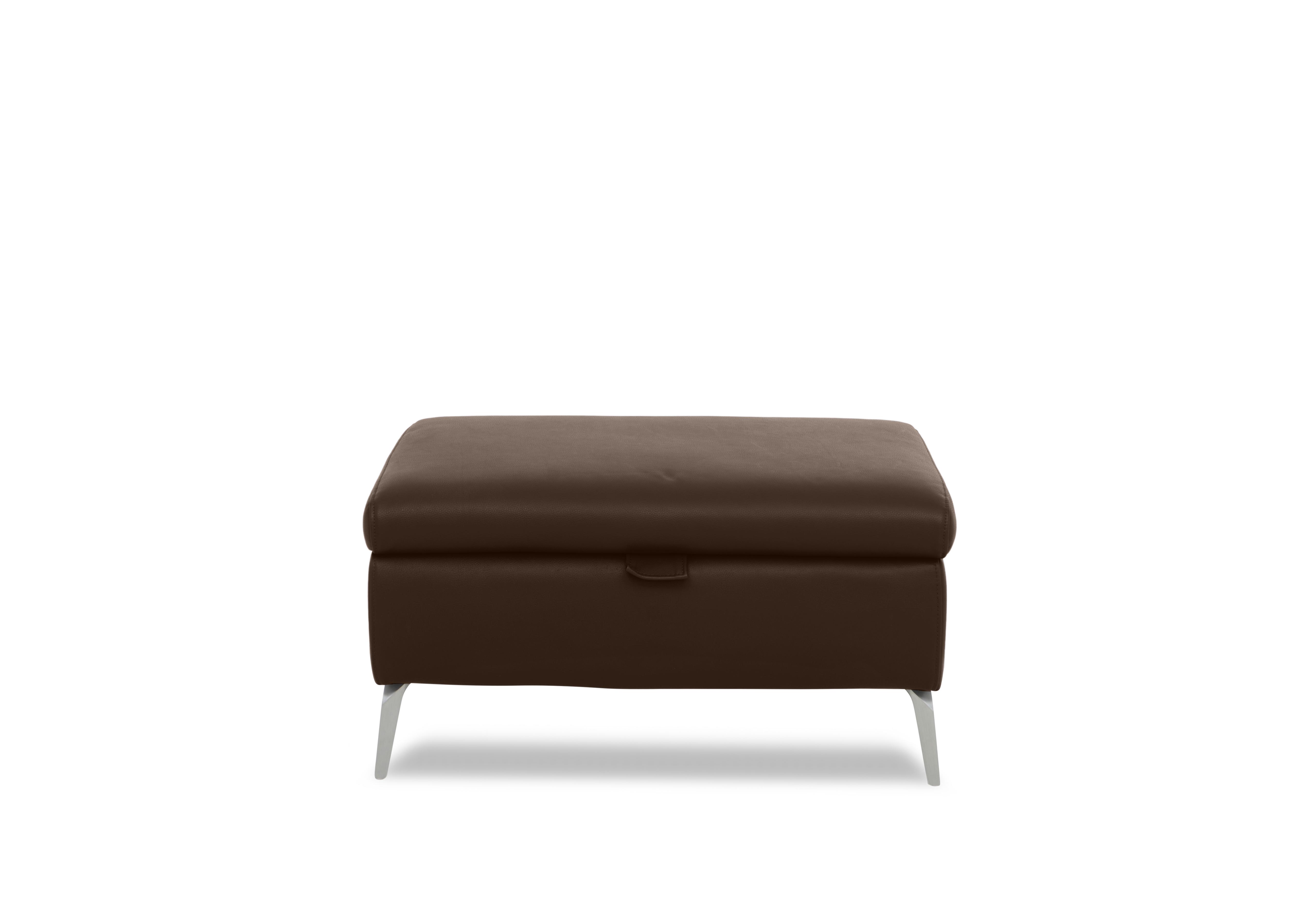 Daytona Leather Storage Footstool in Cat-60/08 Chocolate on Furniture Village