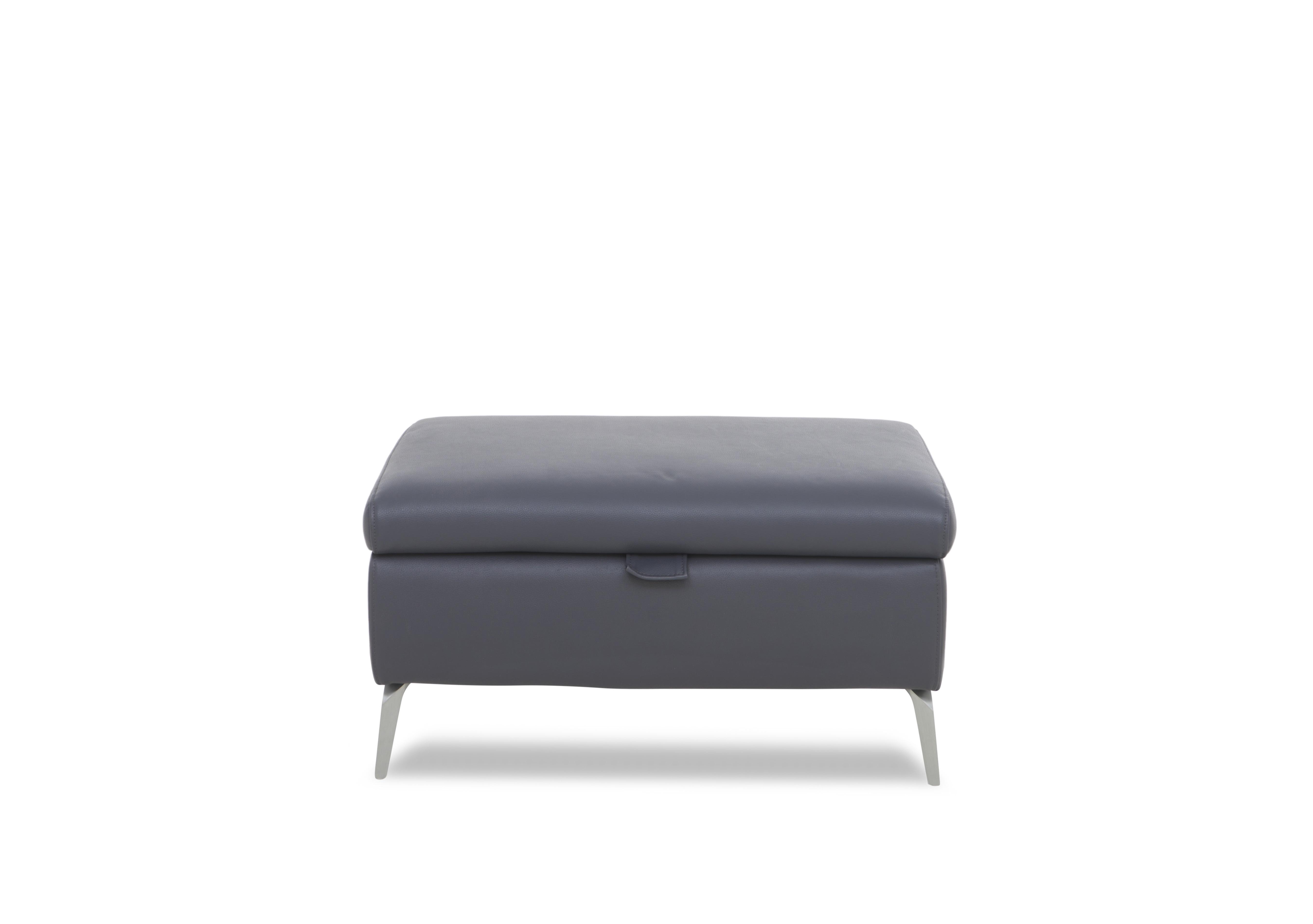 Daytona Leather Storage Footstool in Cat-60/18 Lavender Grey on Furniture Village