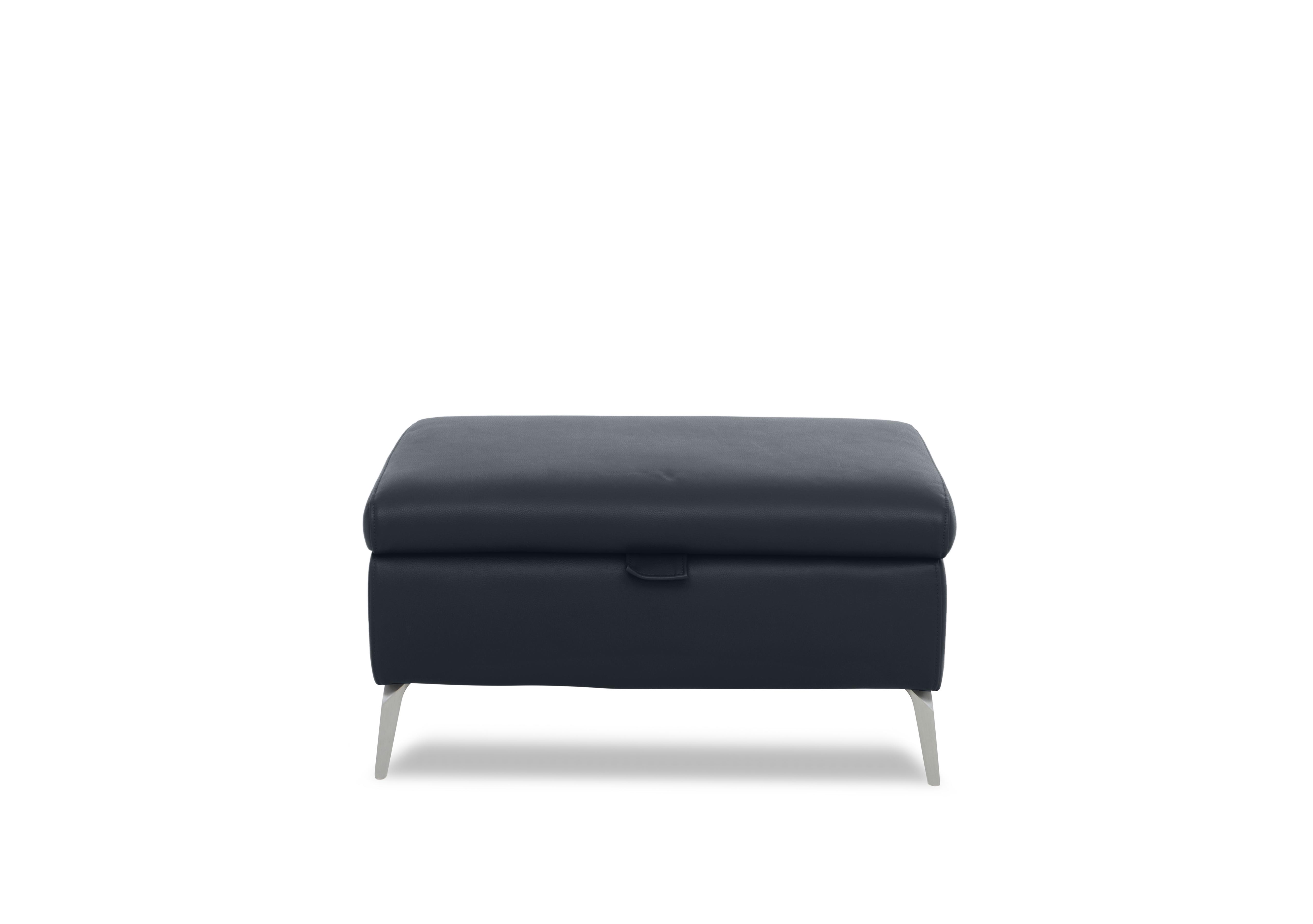 Daytona Leather Storage Footstool in Cat-60/24 Navy on Furniture Village