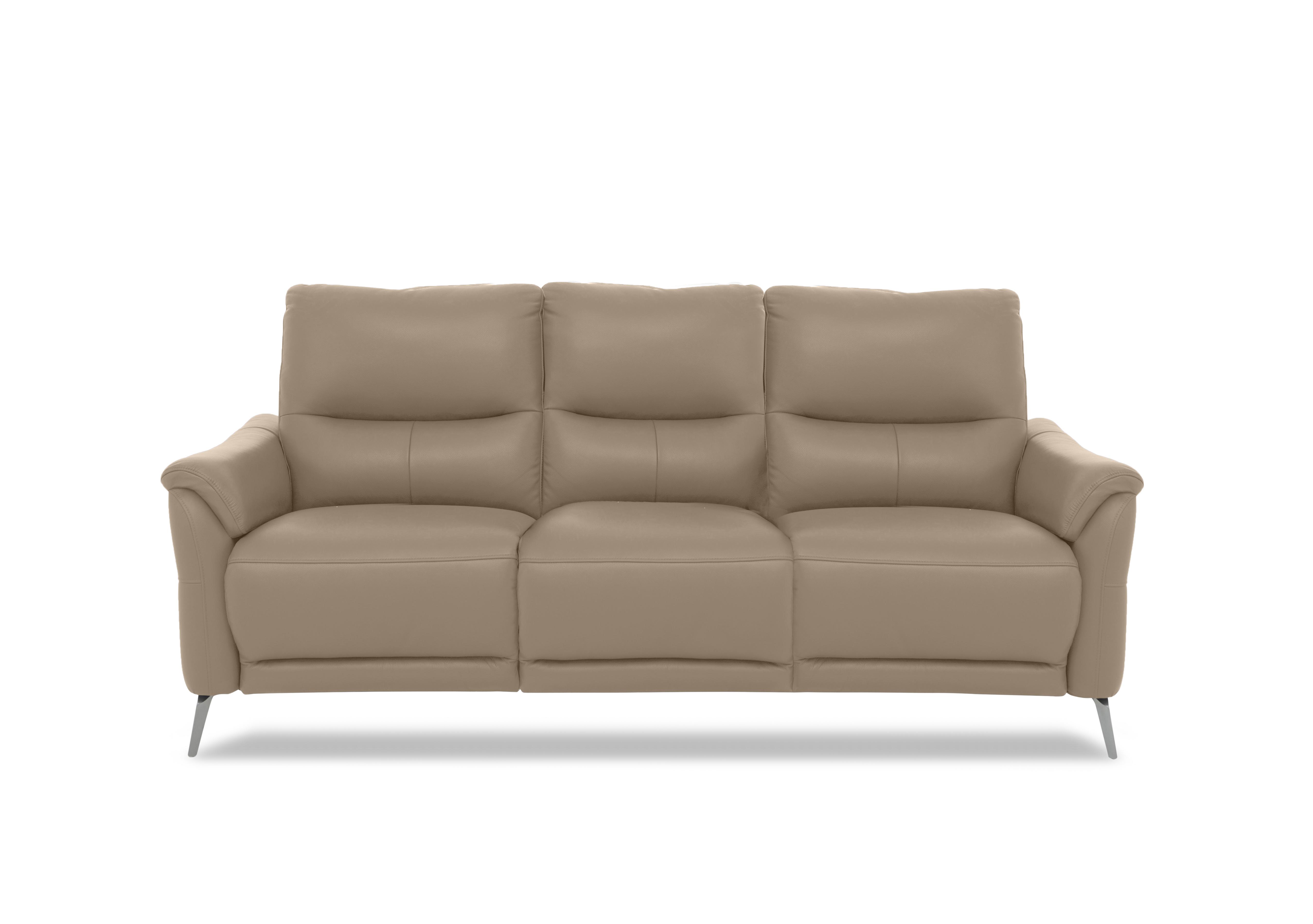 Daytona 3 Seater Leather Power Recliner Sofa with Bluetooth Speaker in Cat-60/06 Barley on Furniture Village