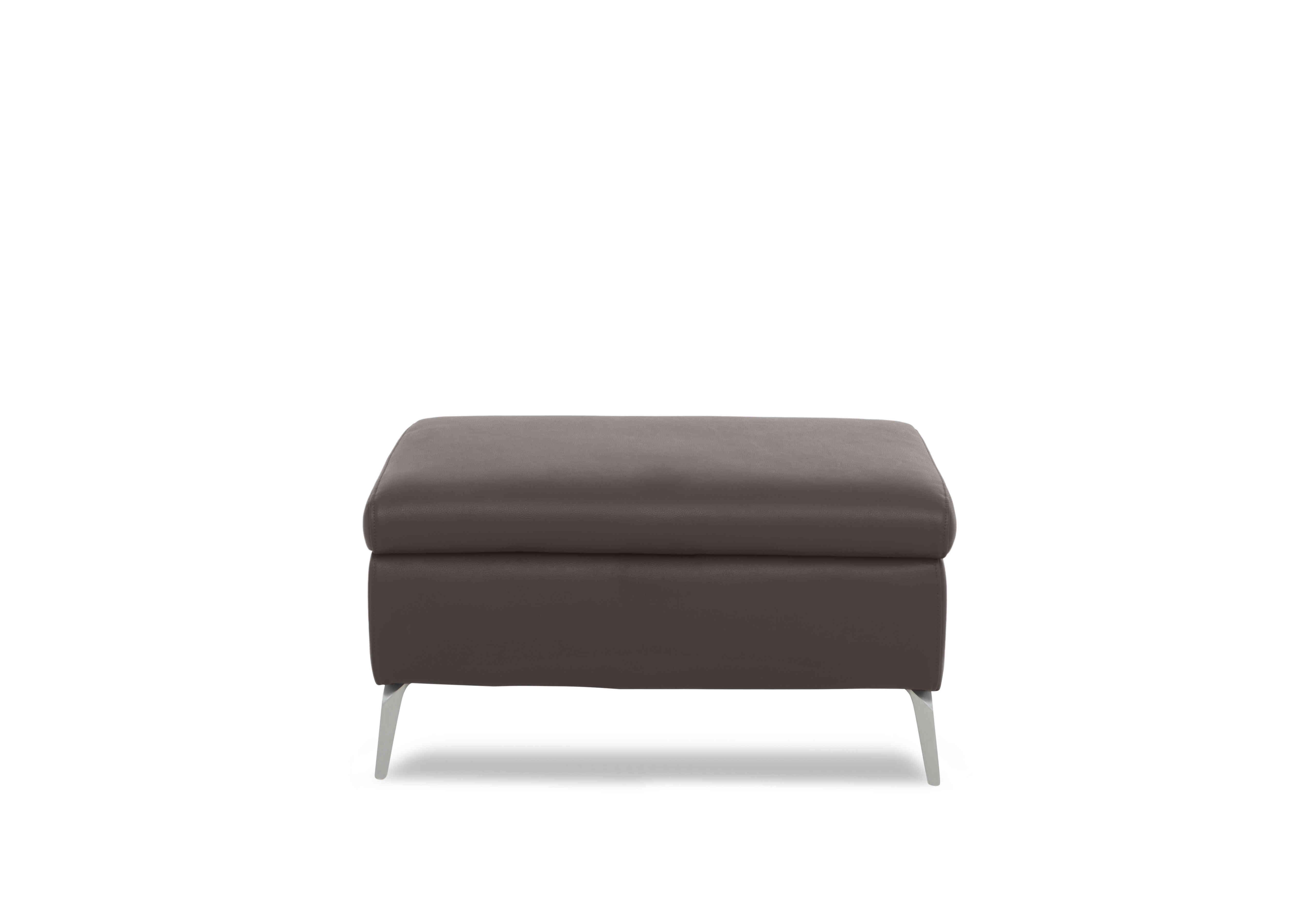 Daytona Leather Footstool in Cat-60/21 Storm on Furniture Village