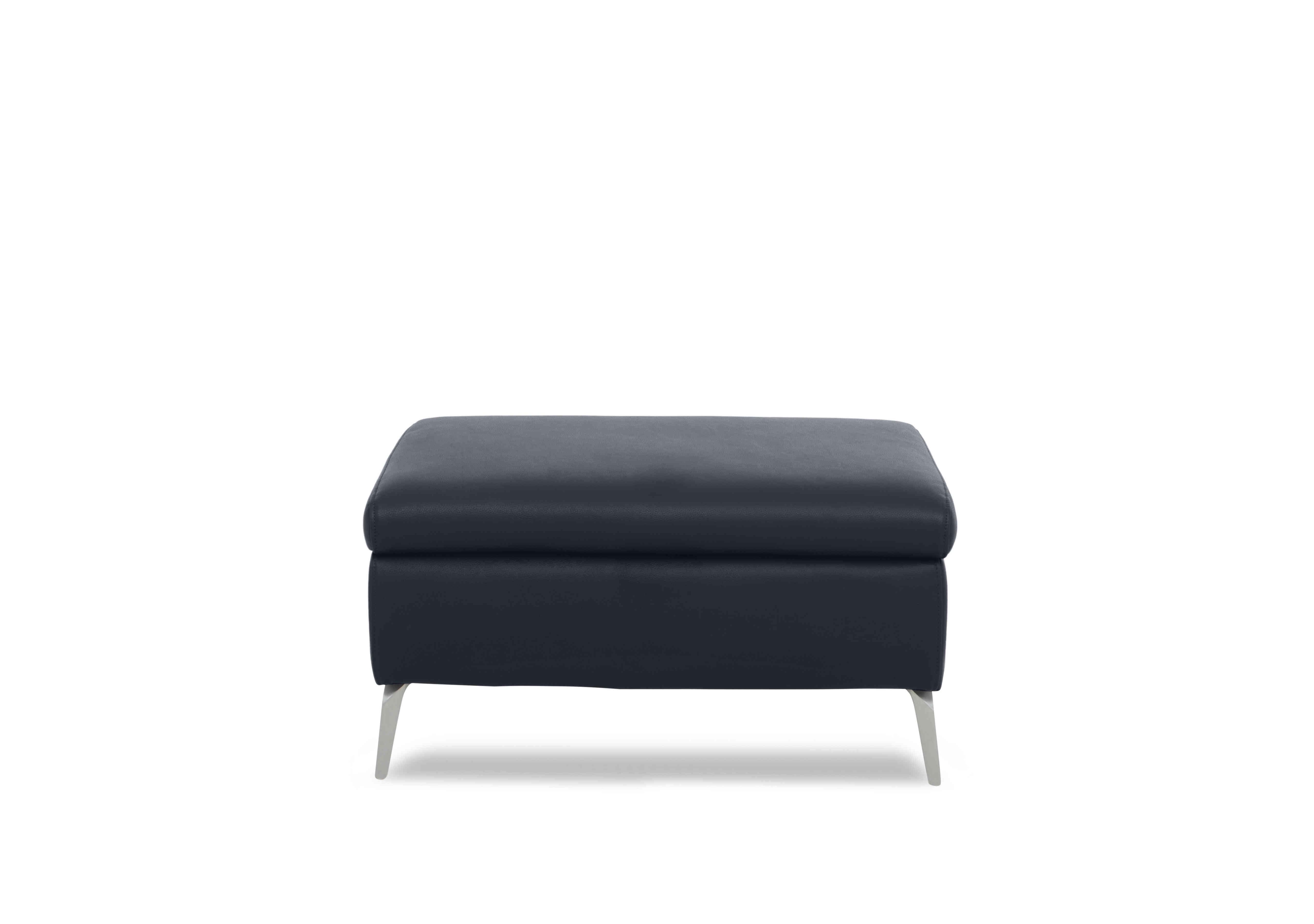 Daytona Leather Footstool in Cat-60/24 Navy on Furniture Village