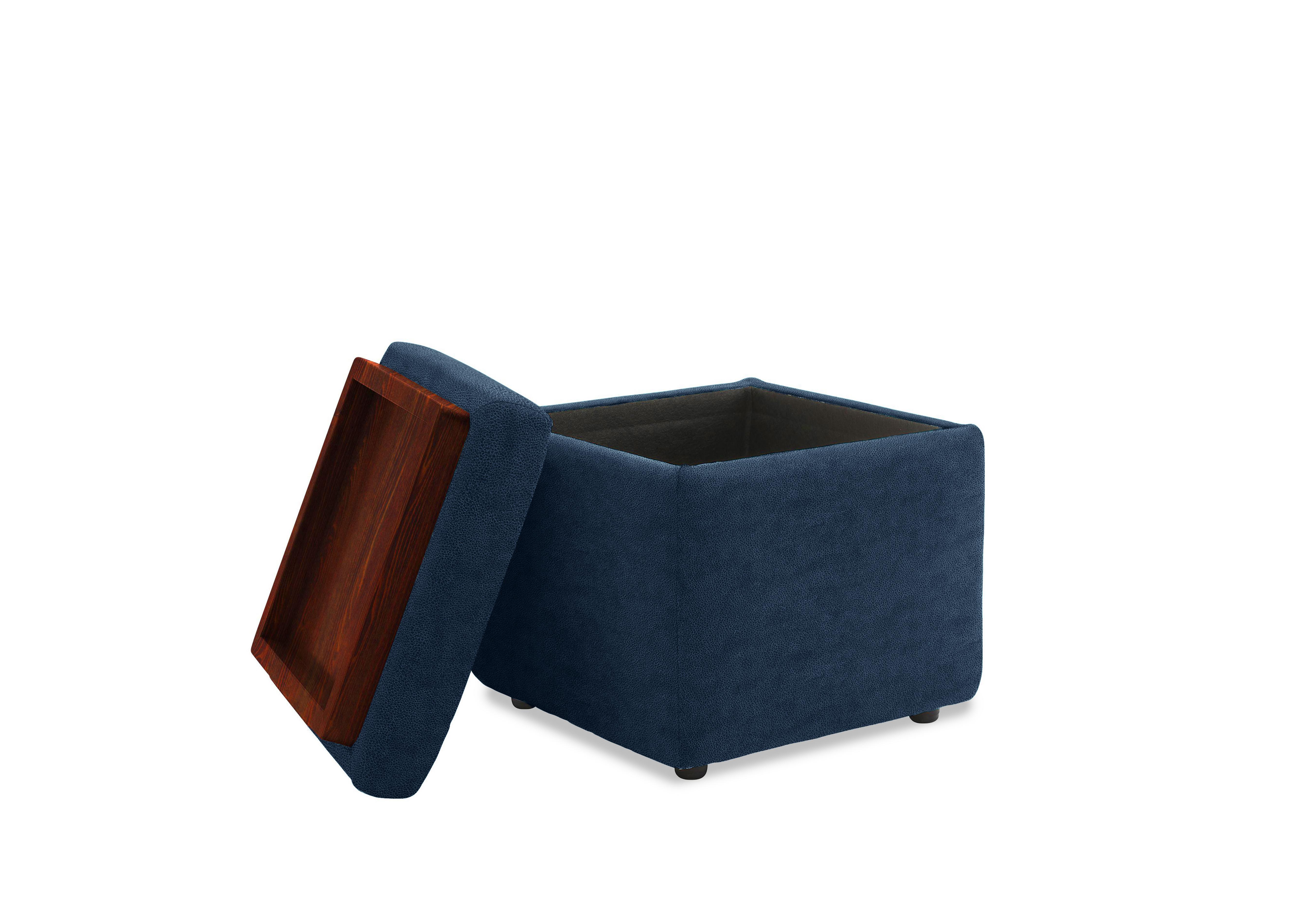 Arlo Fabric Storage Cube Tray Stool in A125 Stingray Indigo Wal on Furniture Village