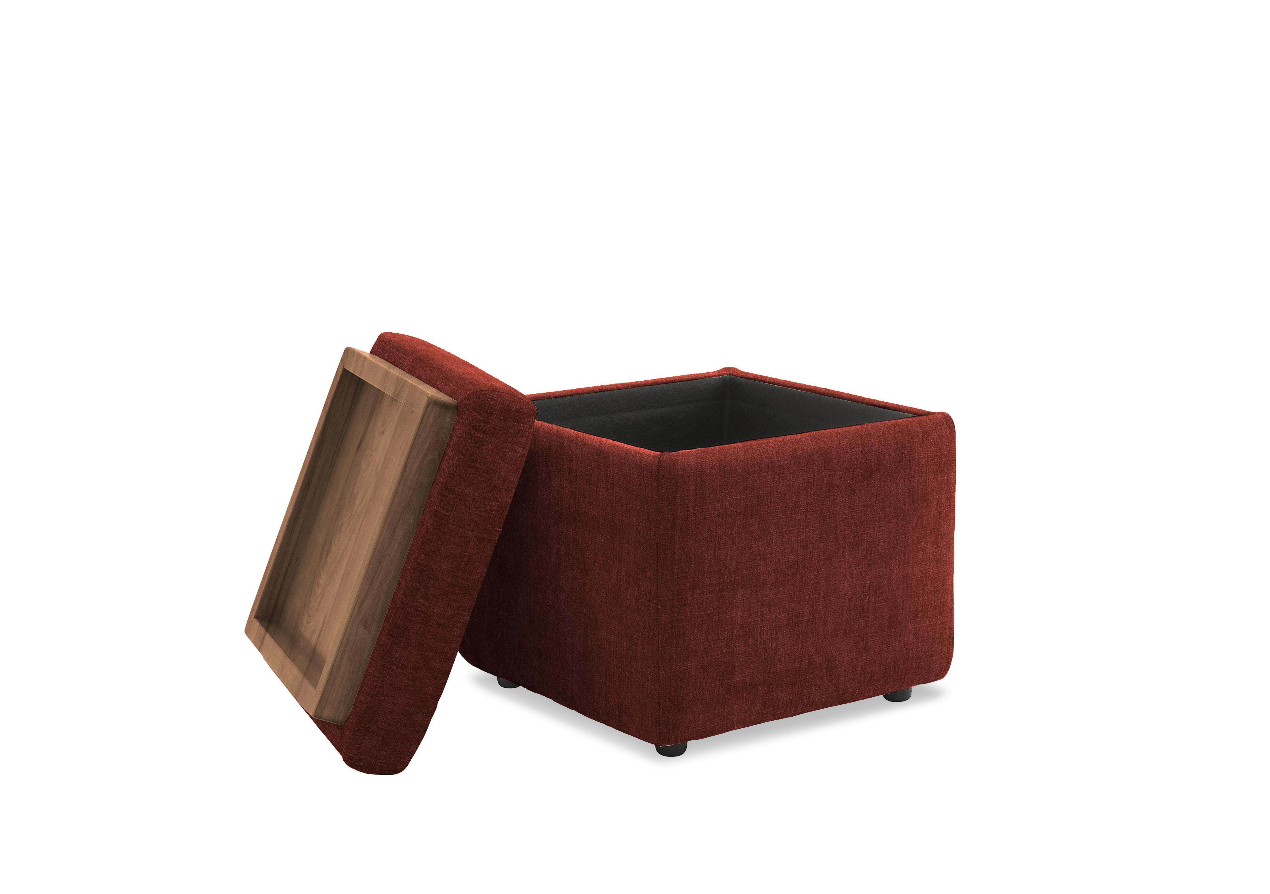 Arlo Fabric Storage Cube Tray Stool in B148 Manhattan Burgundy Wal on Furniture Village
