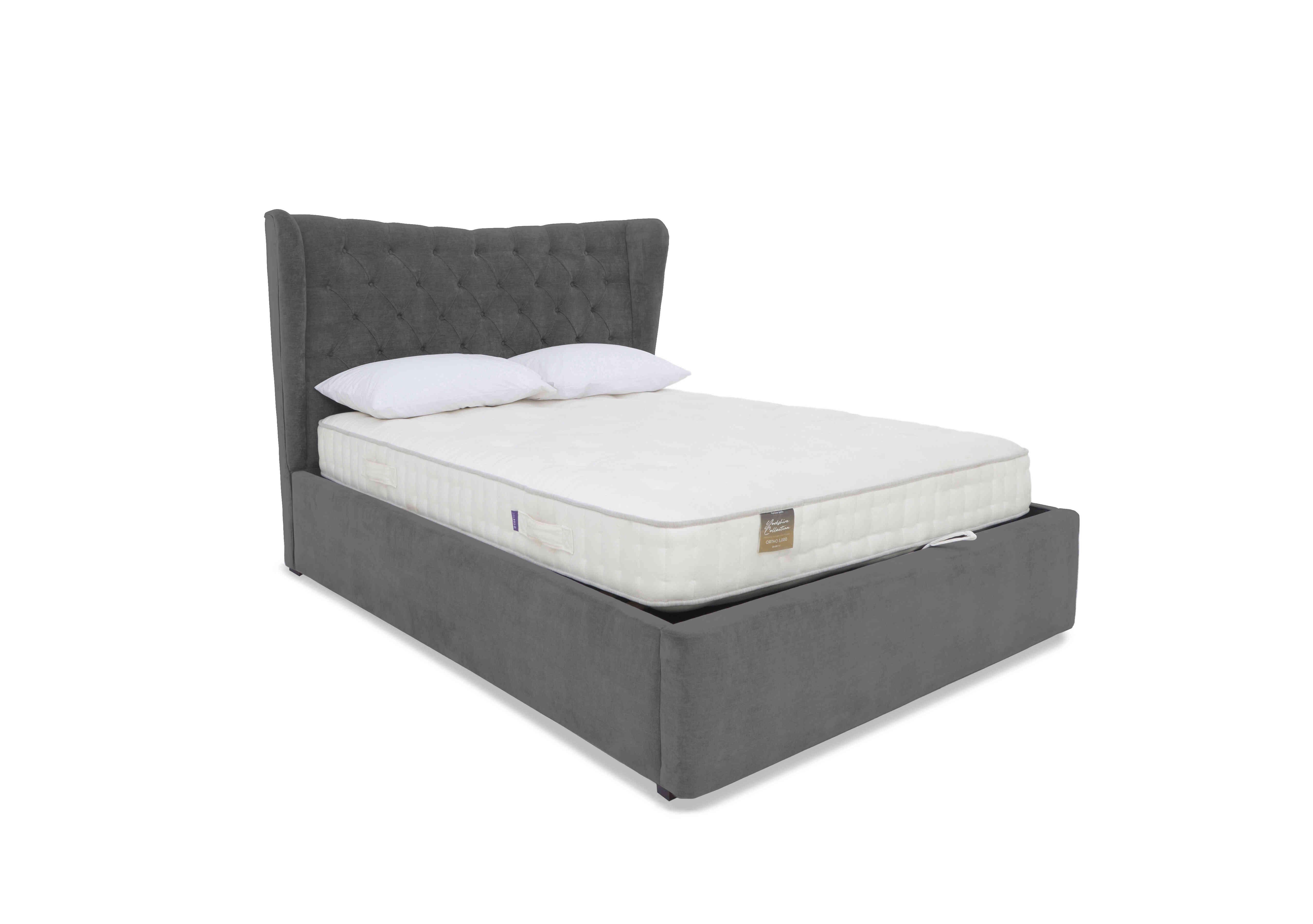 Bauer Ottoman Bed Frame in Plush Arctic Grey on Furniture Village