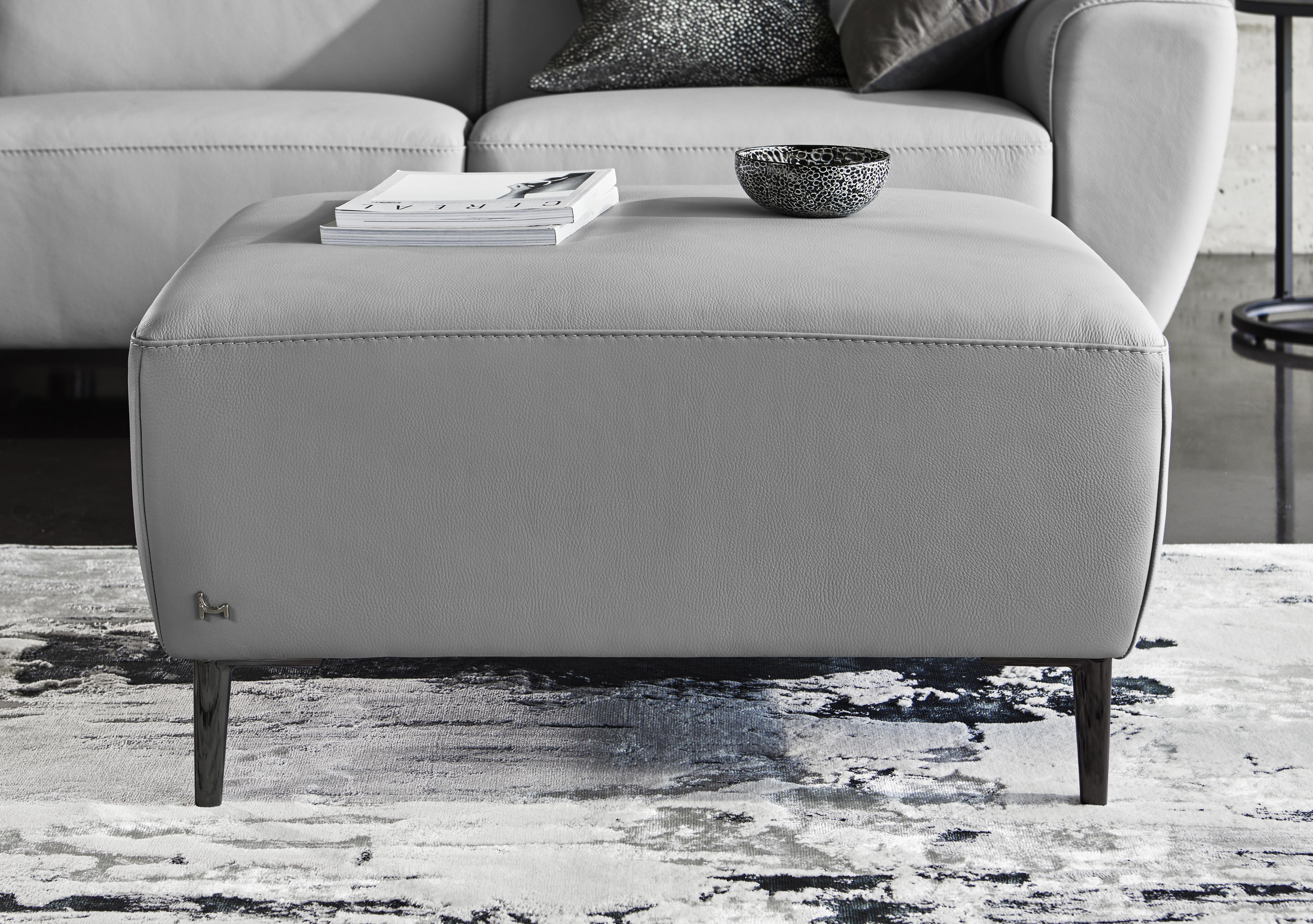 Milano Leather Footstool in  on Furniture Village