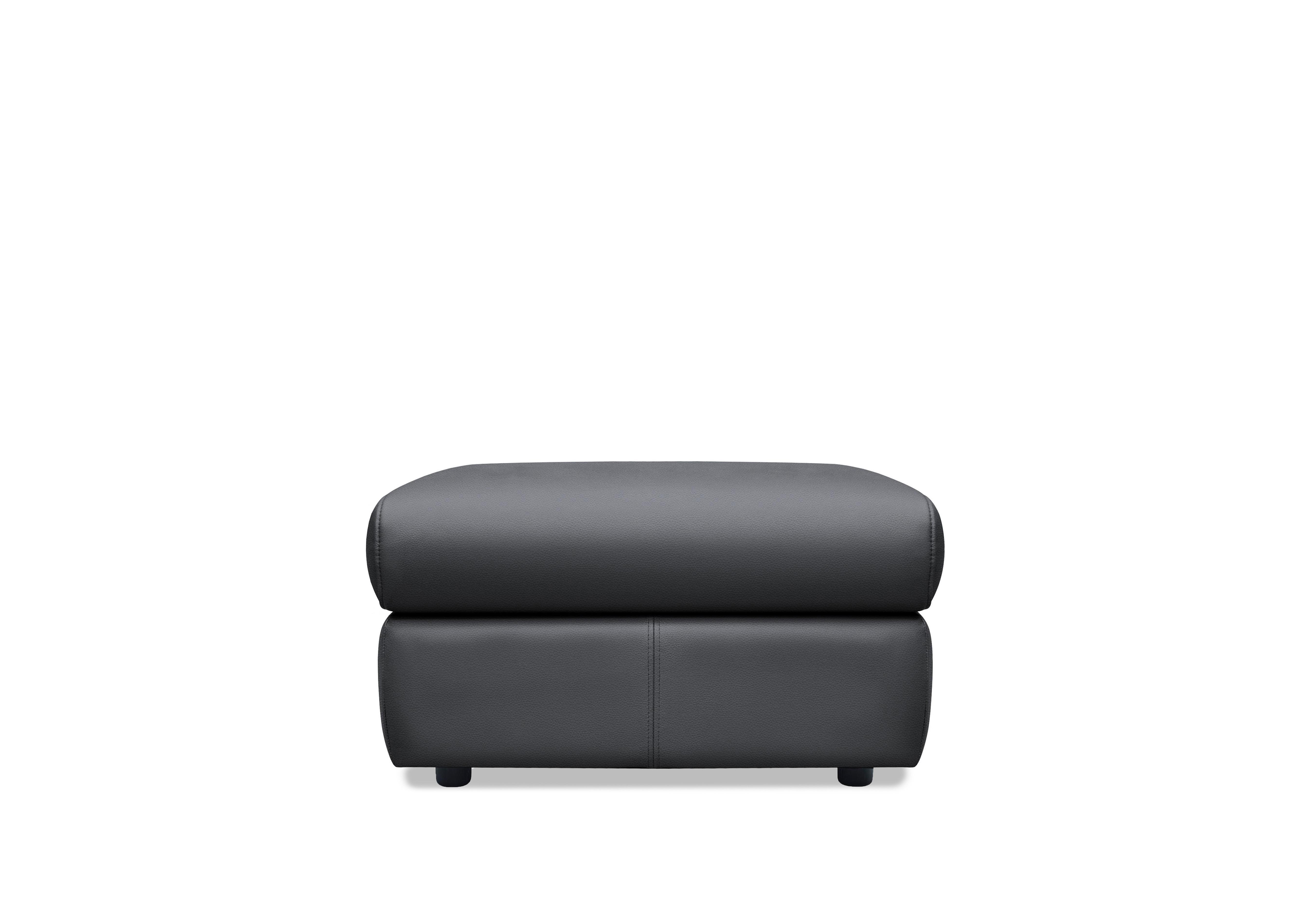 Thornbury Leather Footstool in L852 Cambridge Petrol Blue on Furniture Village