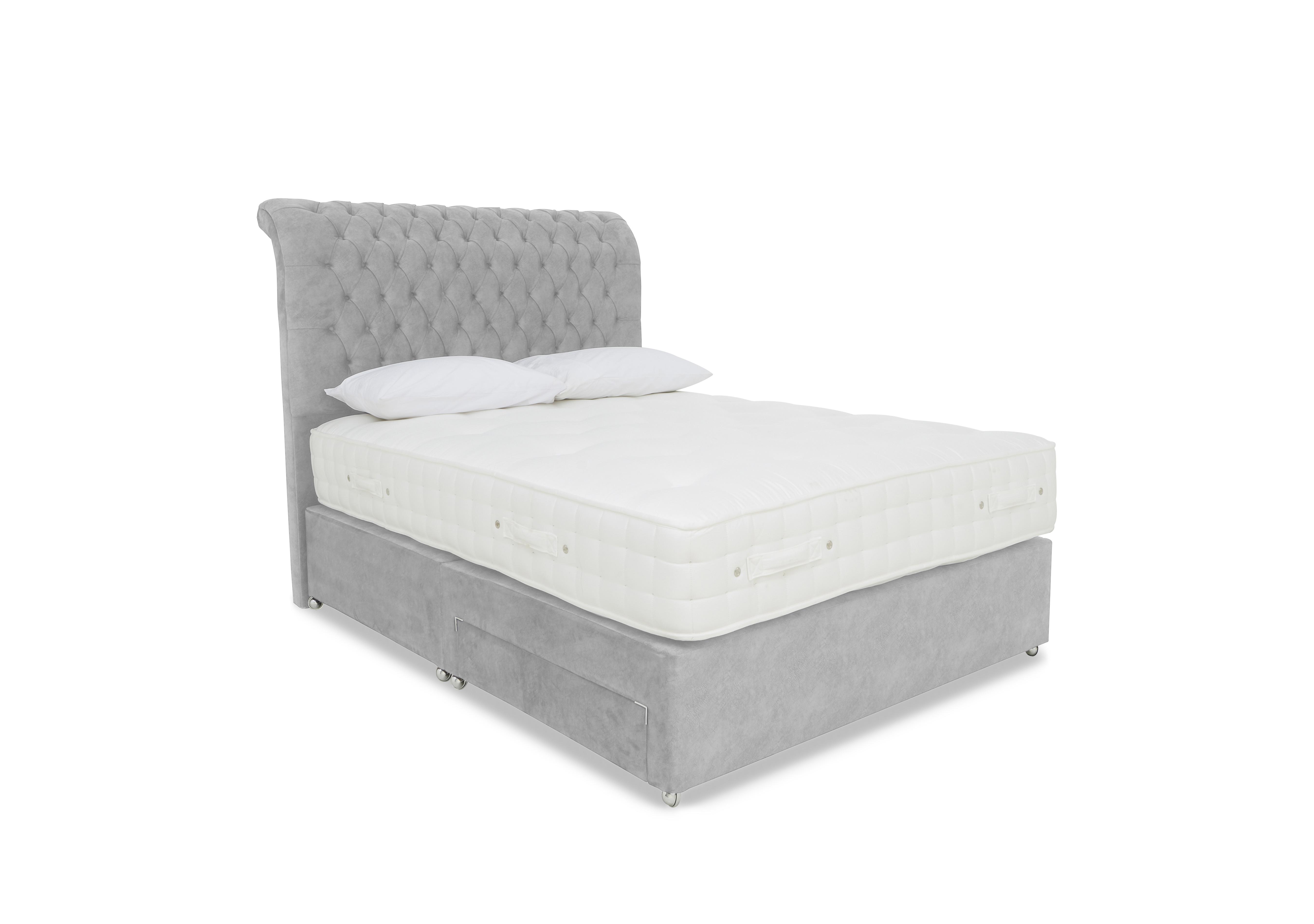 Sanctum Nature 2000 2 Drawer Divan Set with Johnstone Headboard in Aston Silver on Furniture Village