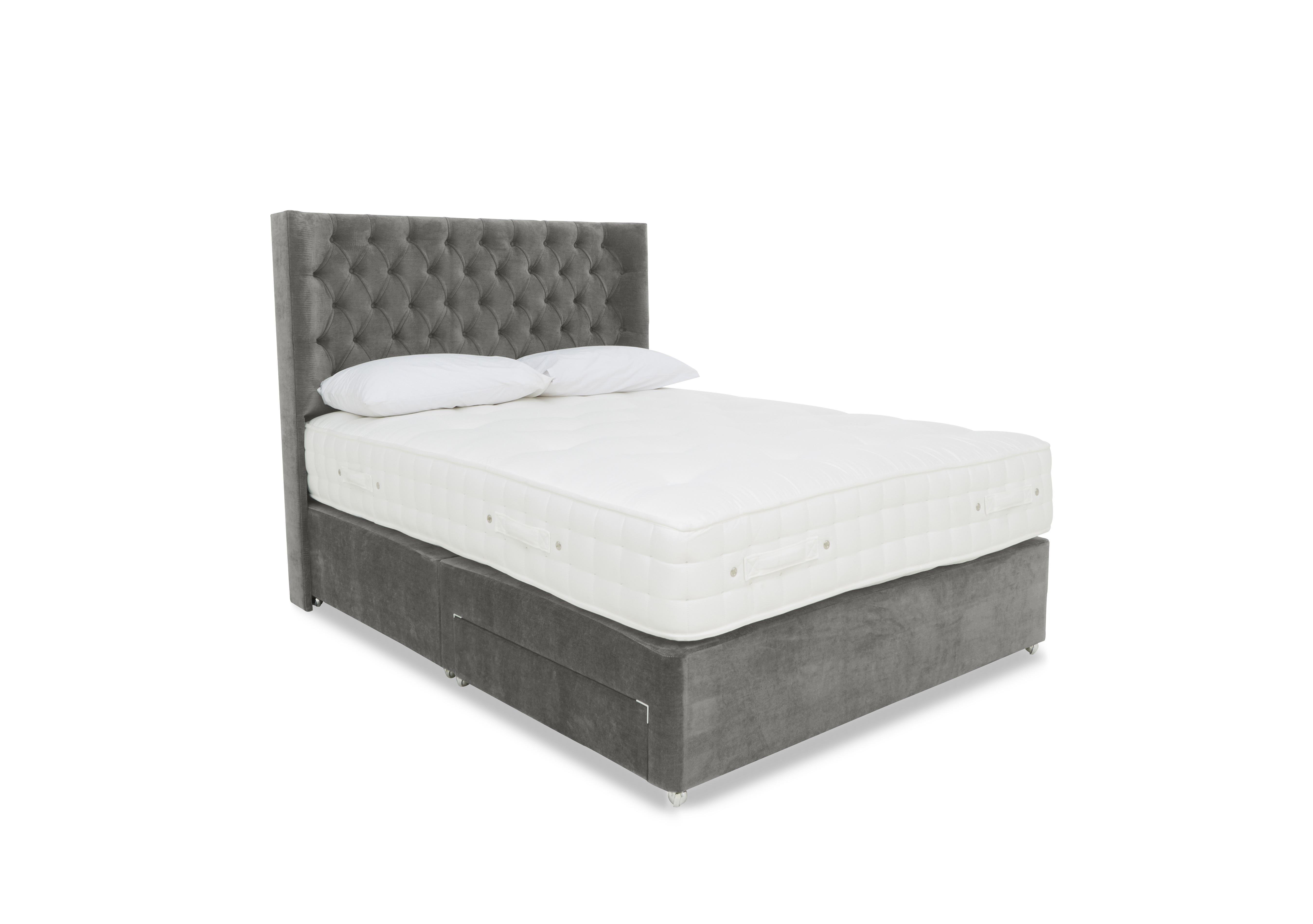 Sanctum Nature 2000 2 Drawer Divan Set with Harding Headboard in Dapple Sterling on Furniture Village