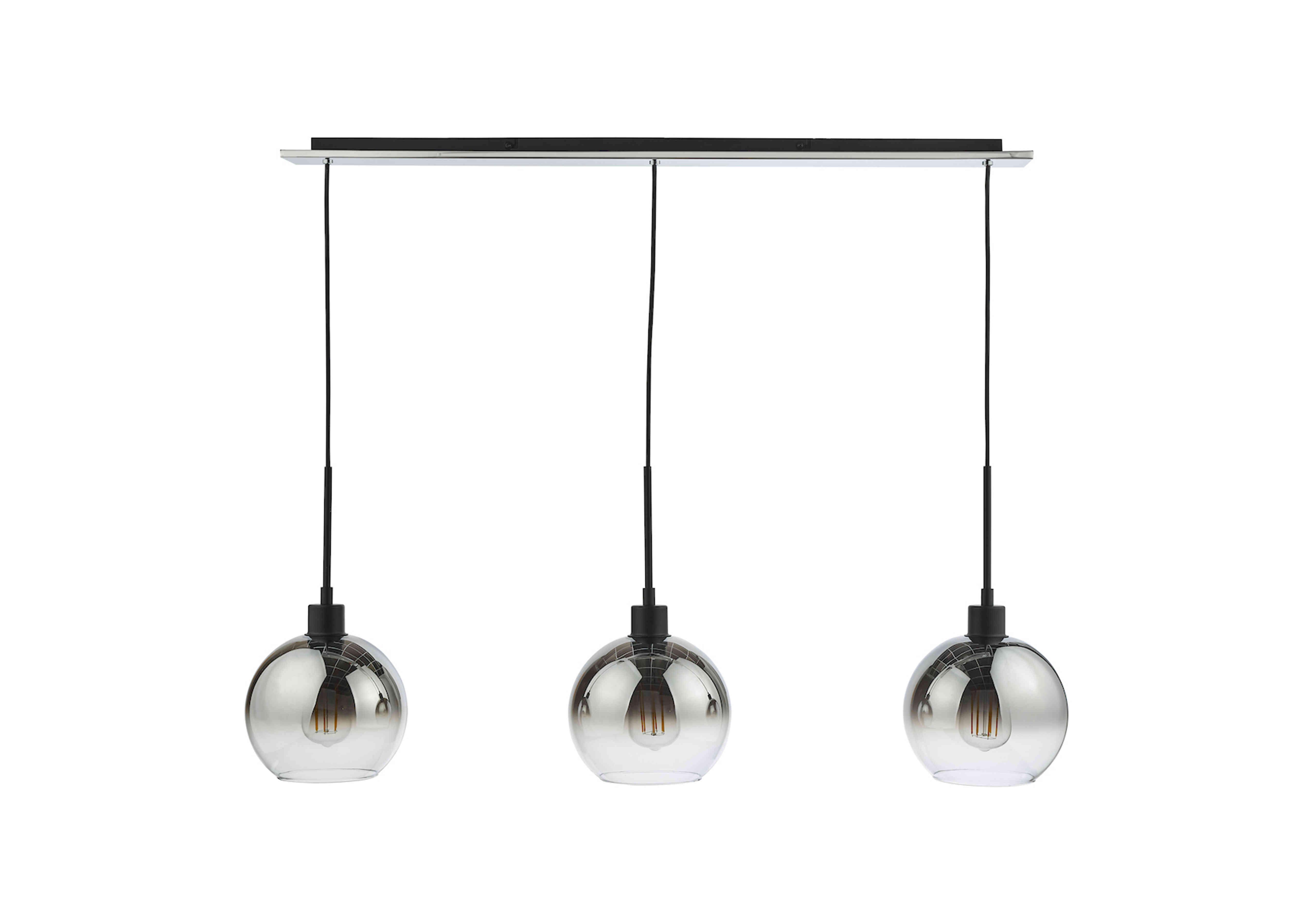 Lycia 3 Light Bar Pendant in Black Smoked Glass on Furniture Village
