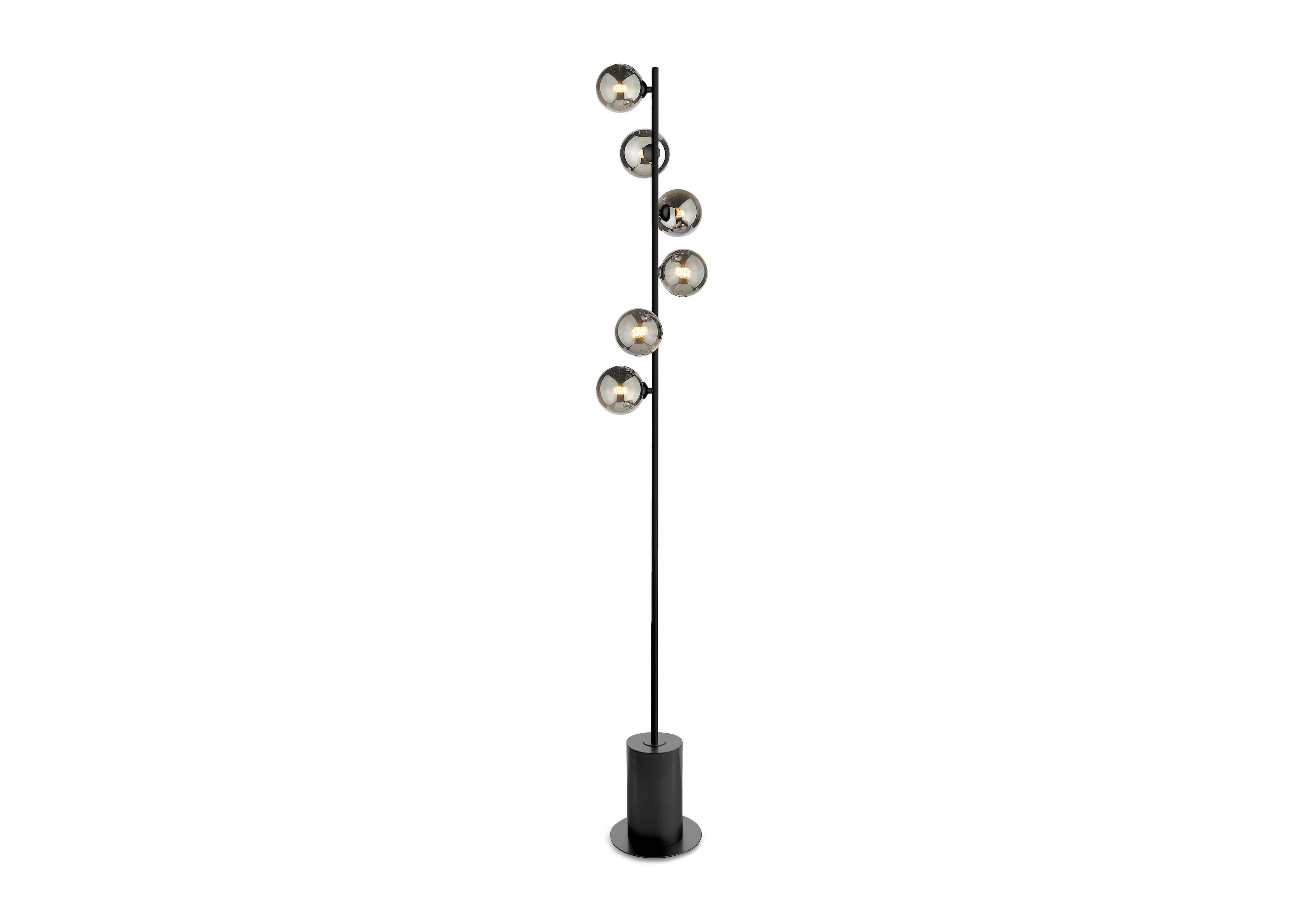 Spiral 6 Light Floor Lamp in Black / Smoked Glass on Furniture Village