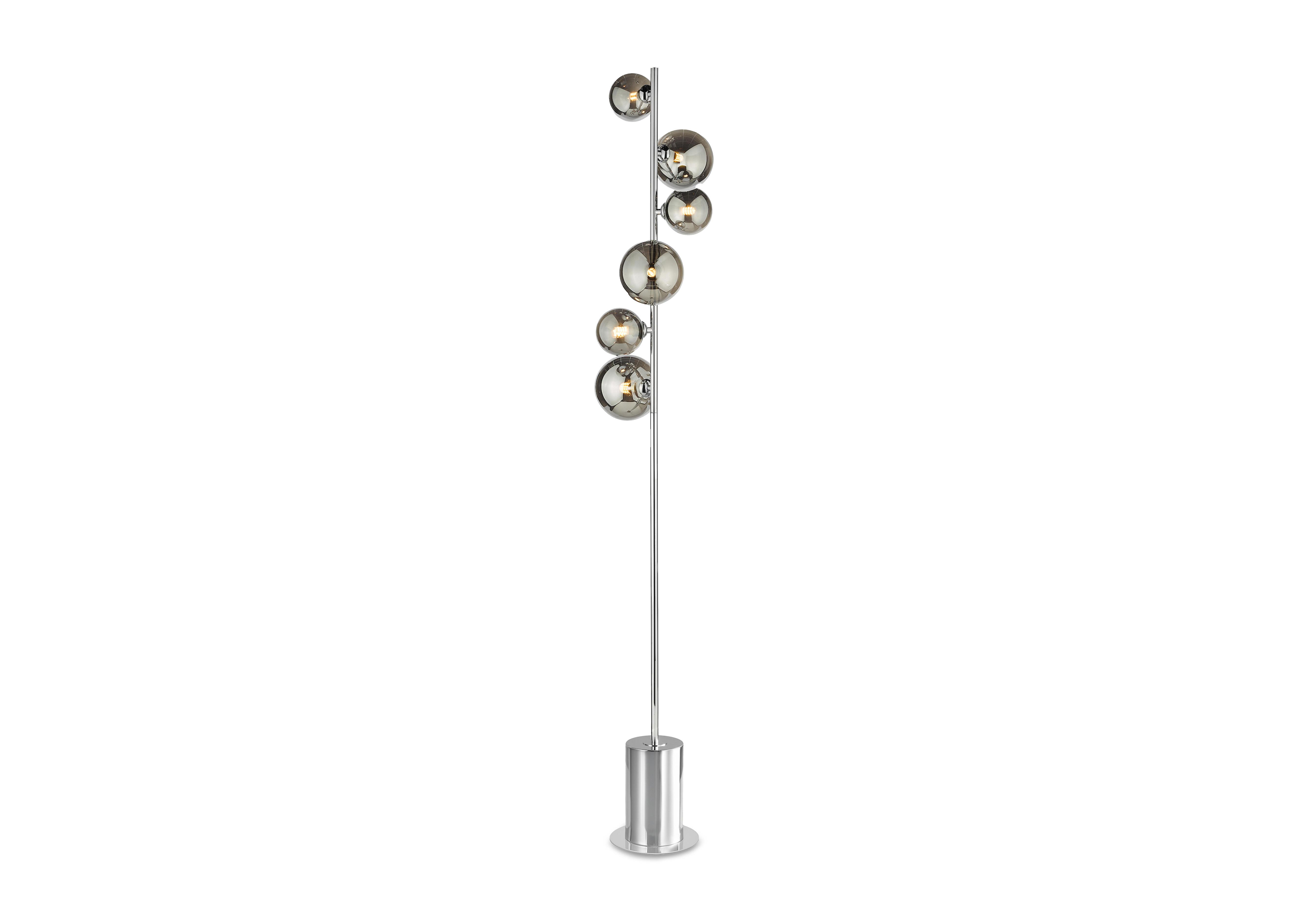 Spiral 6 Light Floor Lamp in Chrome / Smoked Glass on Furniture Village