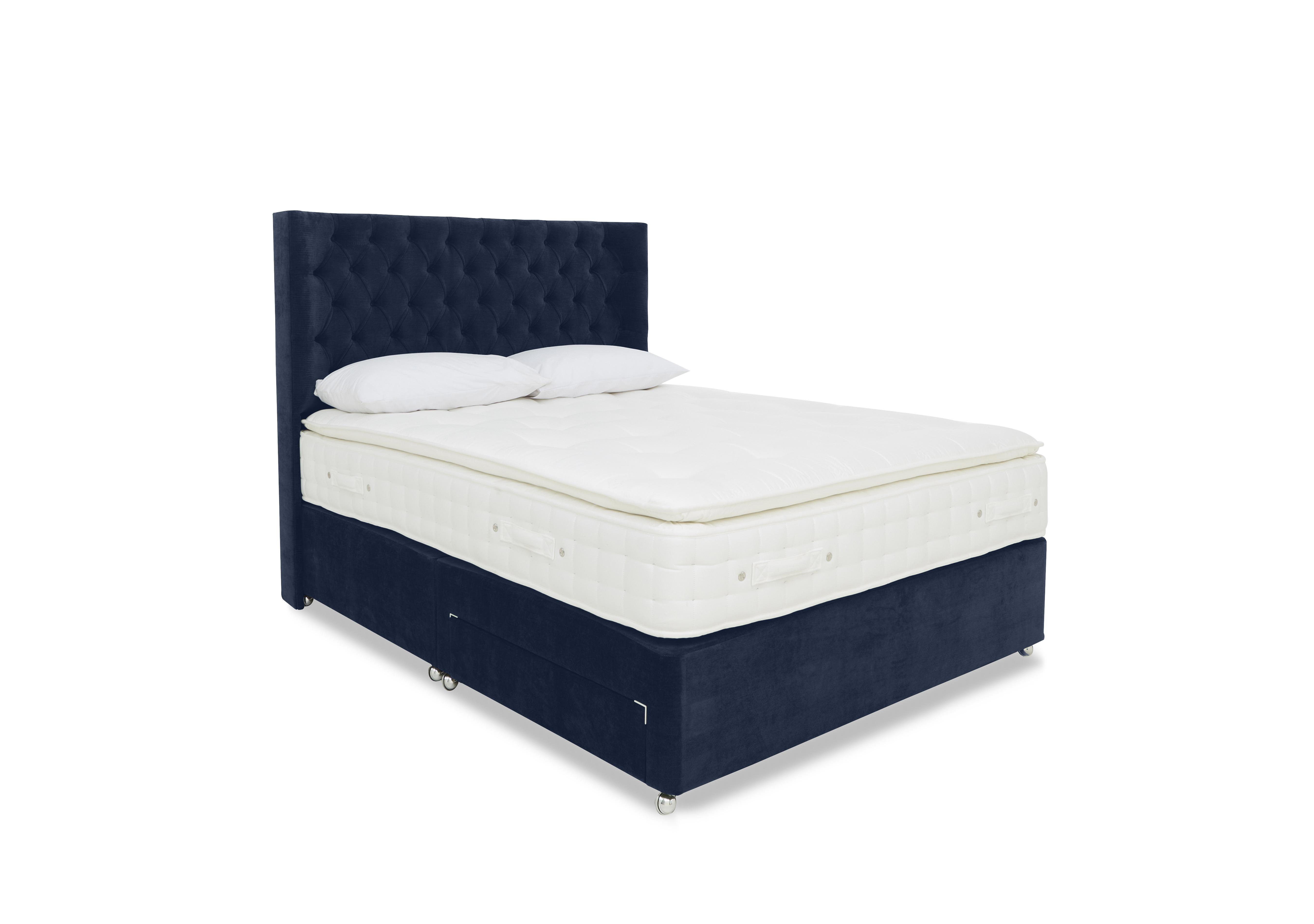Sanctum Nature 2000 Pillowtop 2 Drawer Divan Set with Harding Headboard in Aston Navy on Furniture Village