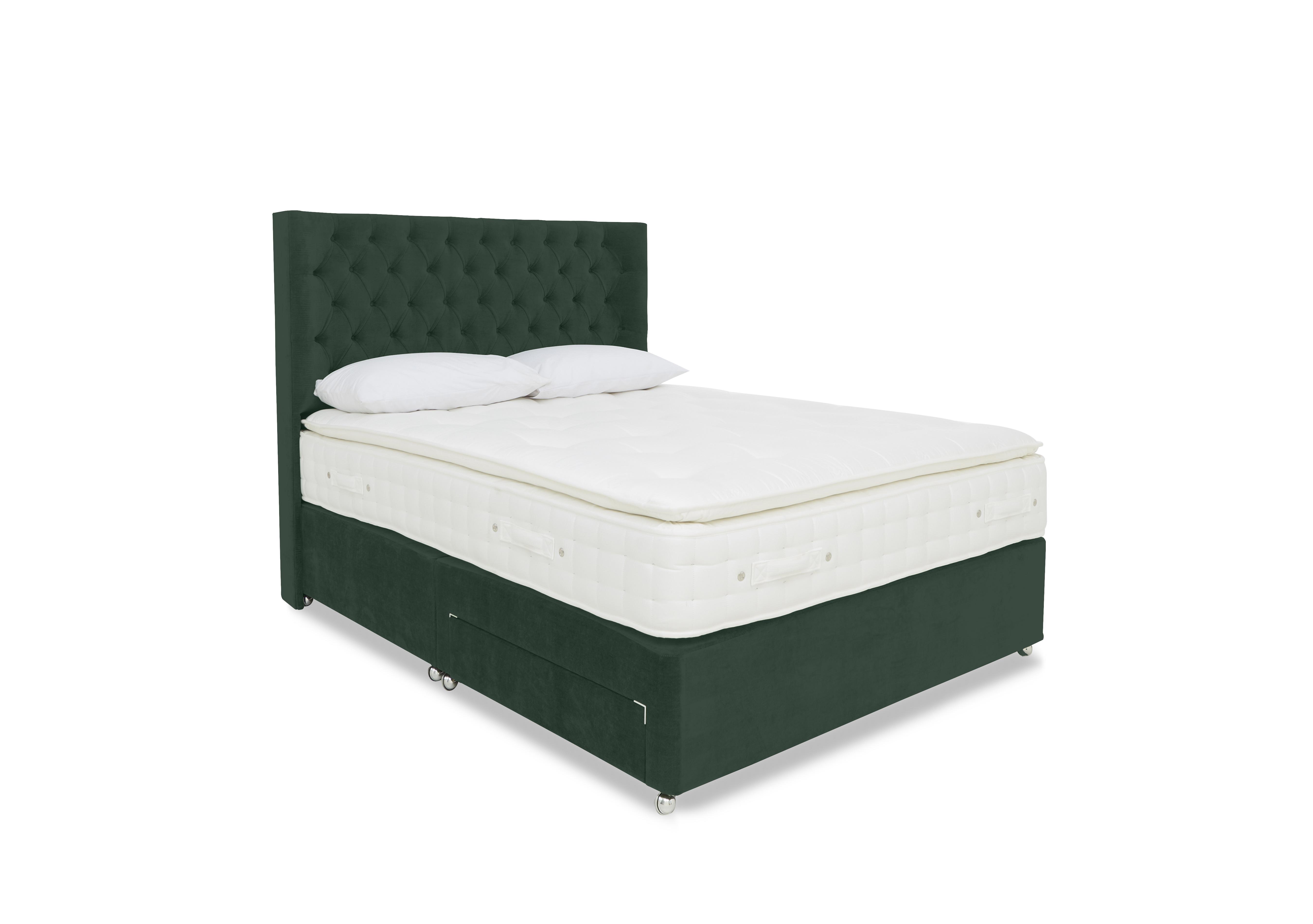 Sanctum Nature 2000 Pillowtop 2 Drawer Divan Set with Harding Headboard in Plush Emerald on Furniture Village
