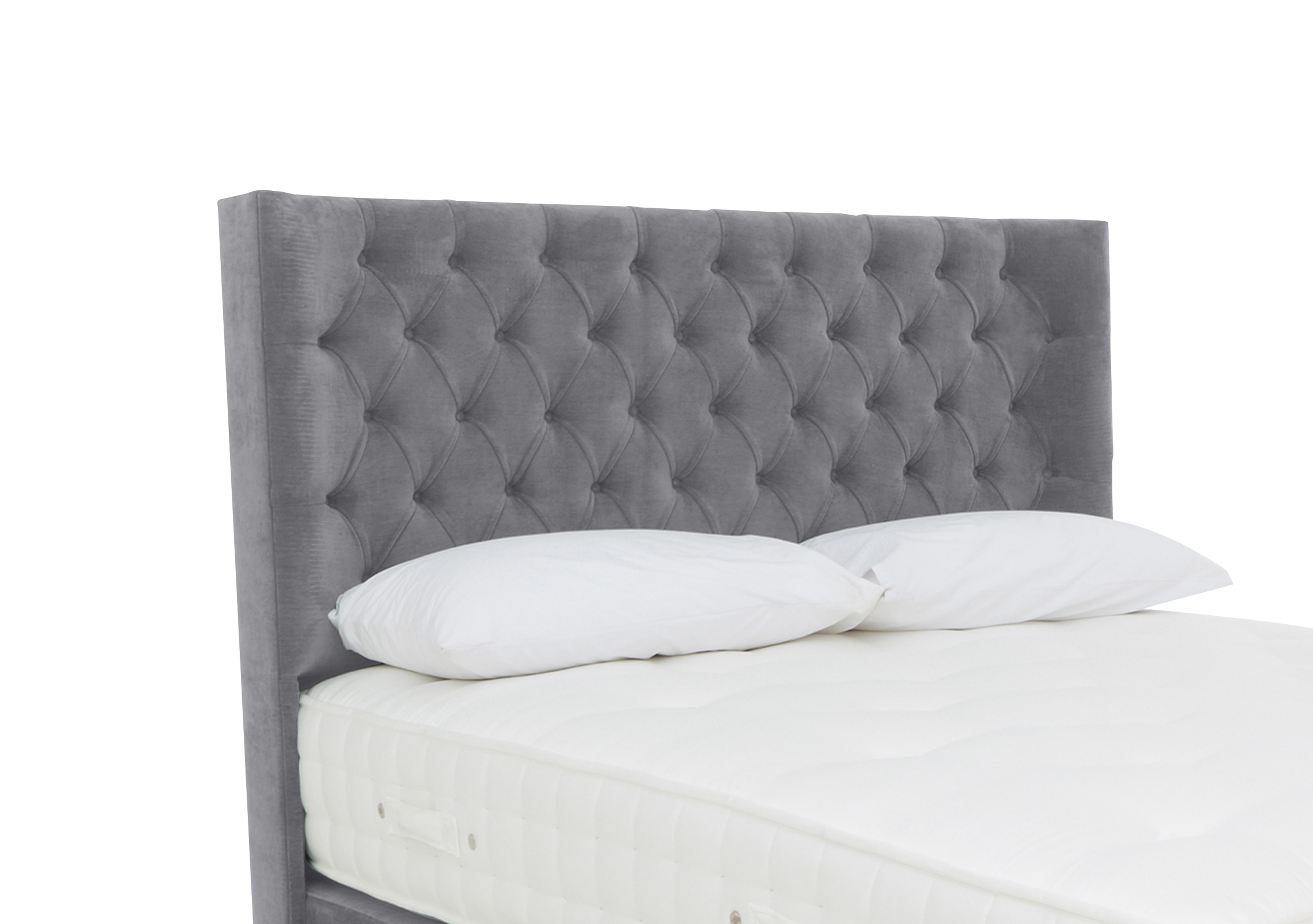 Harding Floor Standing Headboard in Aston Steel on Furniture Village