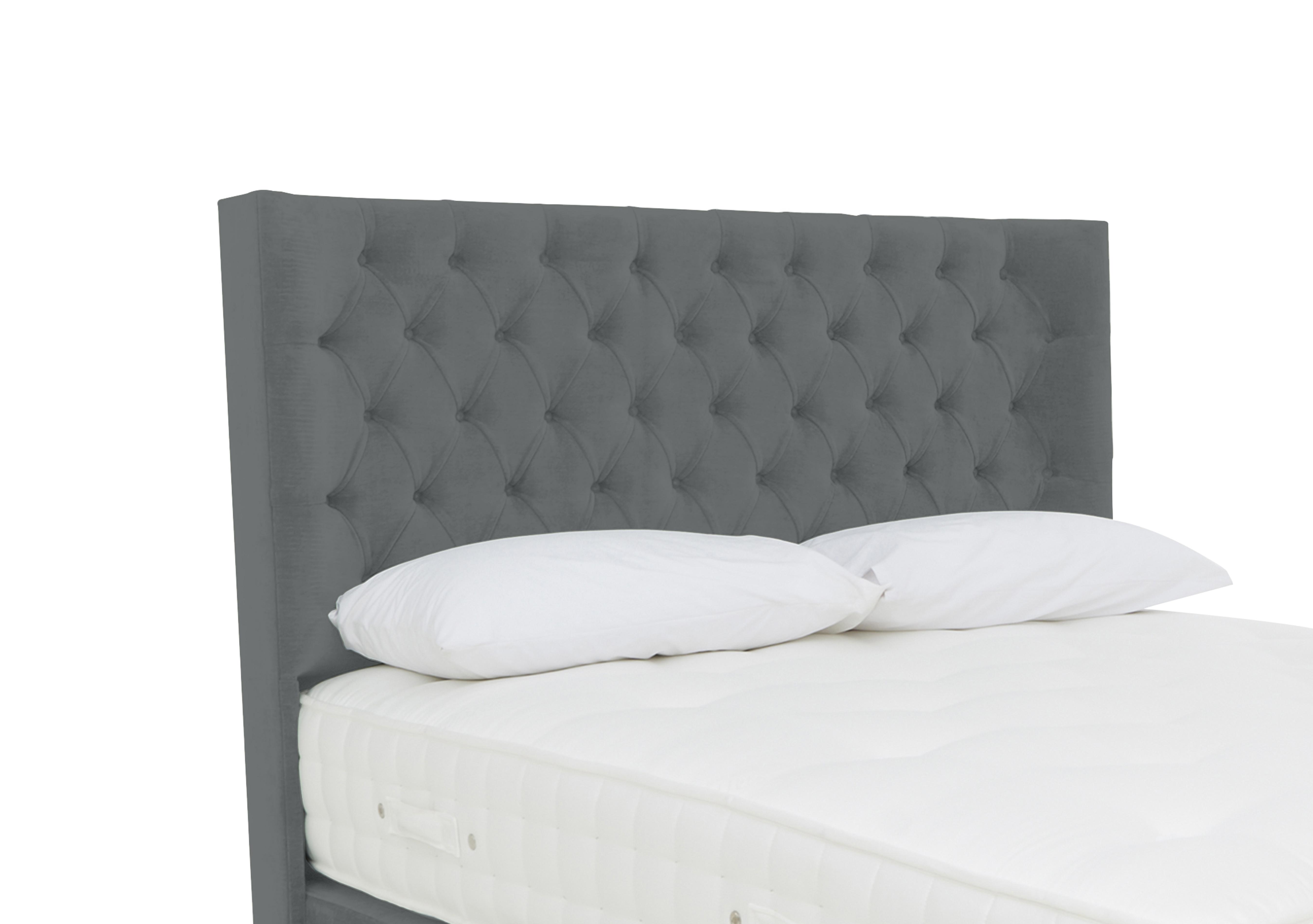 Harding Floor Standing Headboard in Plush Arctic Grey on Furniture Village