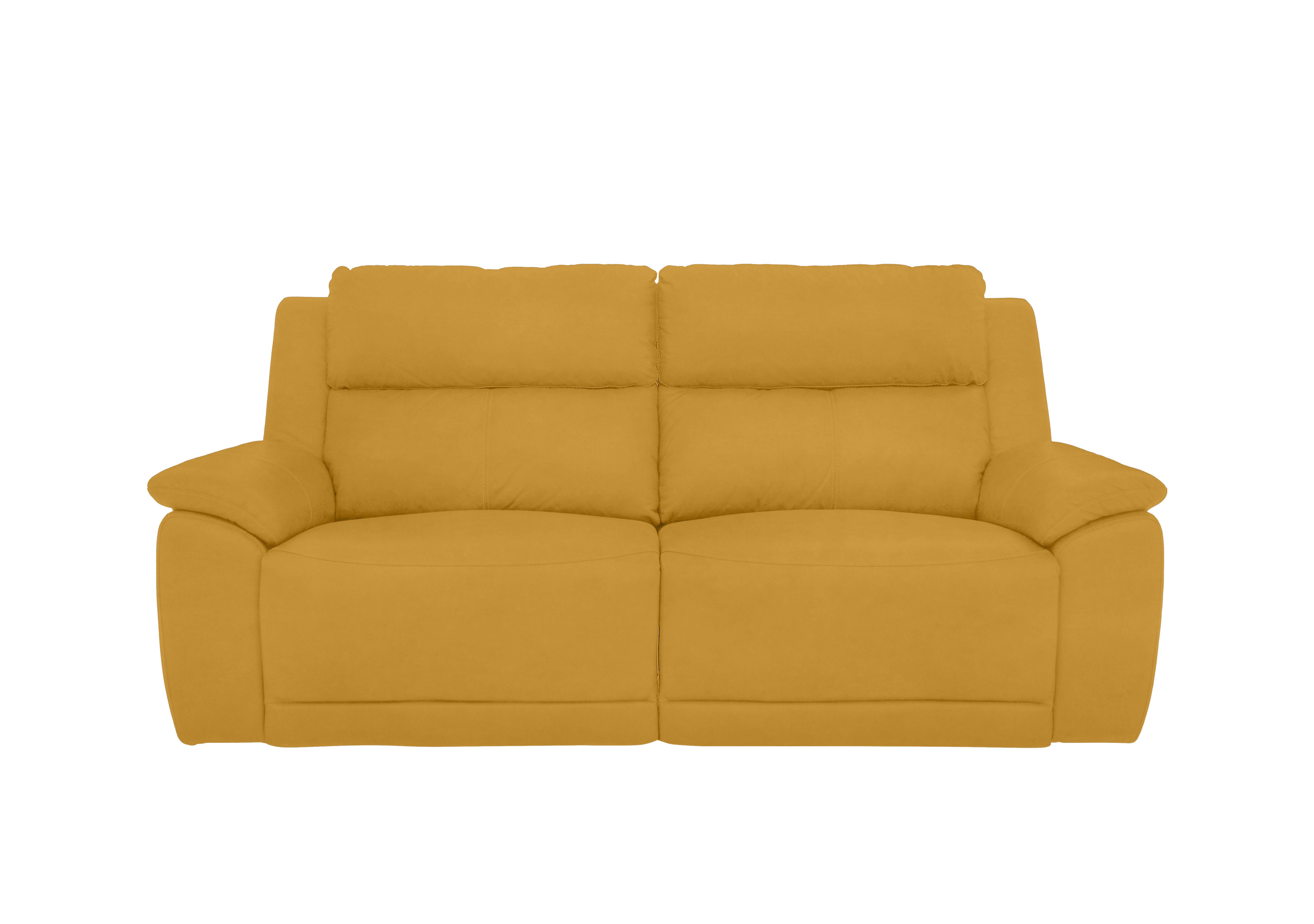 Utah 3 Seater Fabric Power Recliner Sofa with Power Headrests and Power Lumbar in Velvet Giallo Vv-0310 on Furniture Village