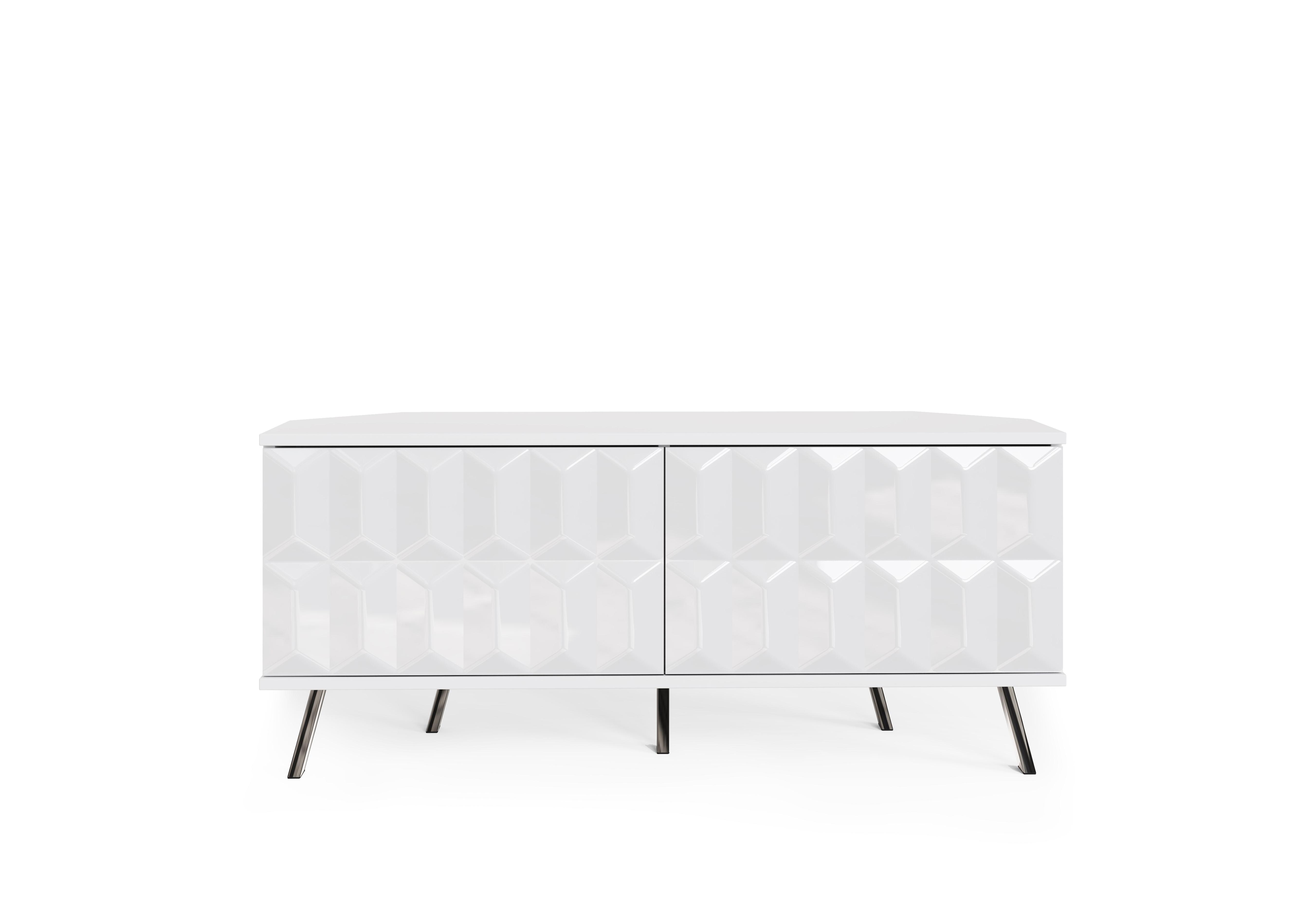 Alpha Corner TV Unit with SMART LED Lighting in White on Furniture Village